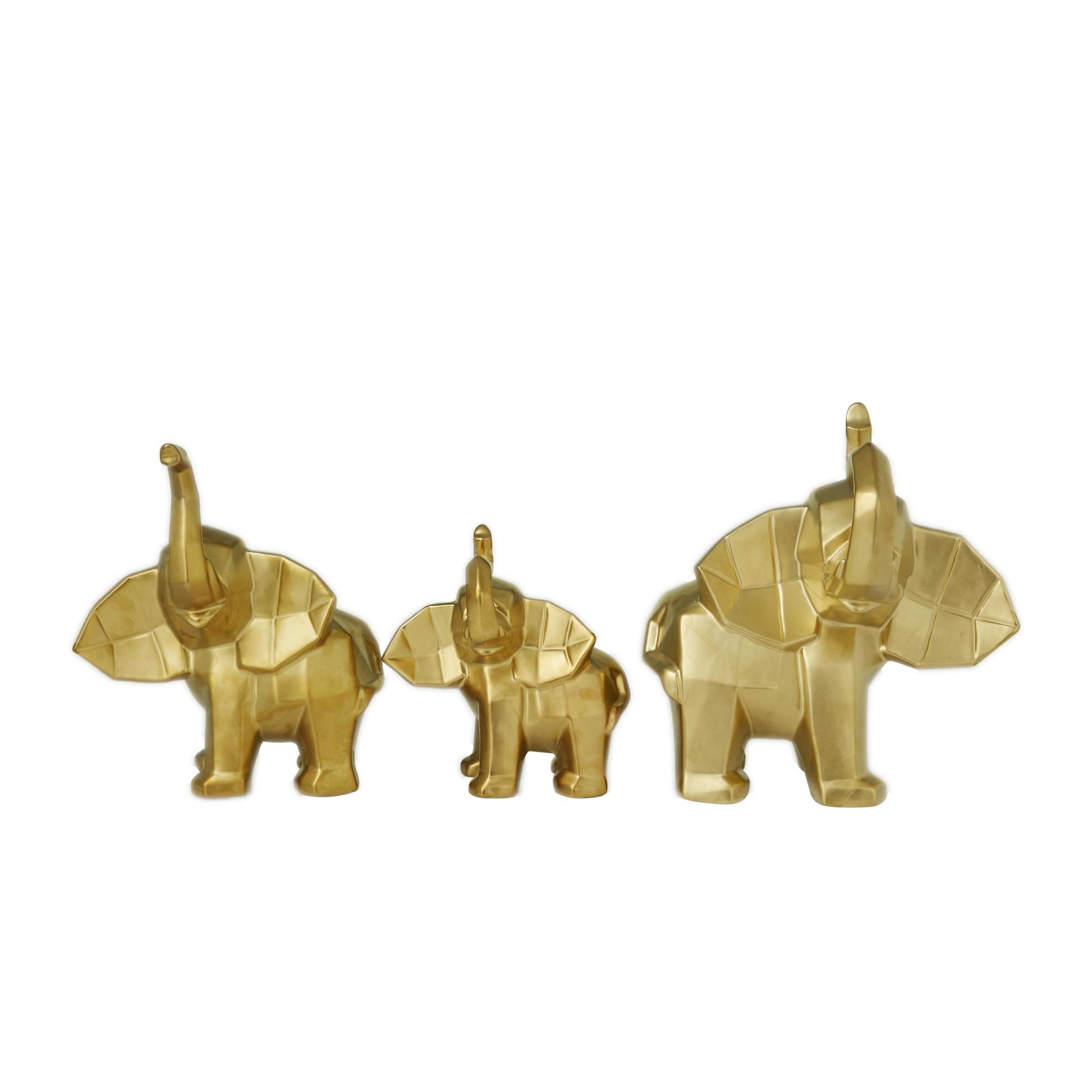 Set of 3 Elephant Porcelain Ceramic Decorative Sculpture