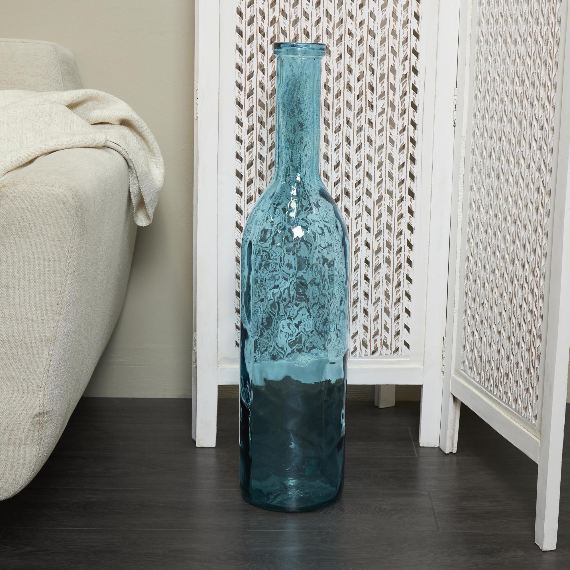 Recycled Glass Handmade Tall Spanish Bottleneck Decorative Vase 7" x 7" x 30"