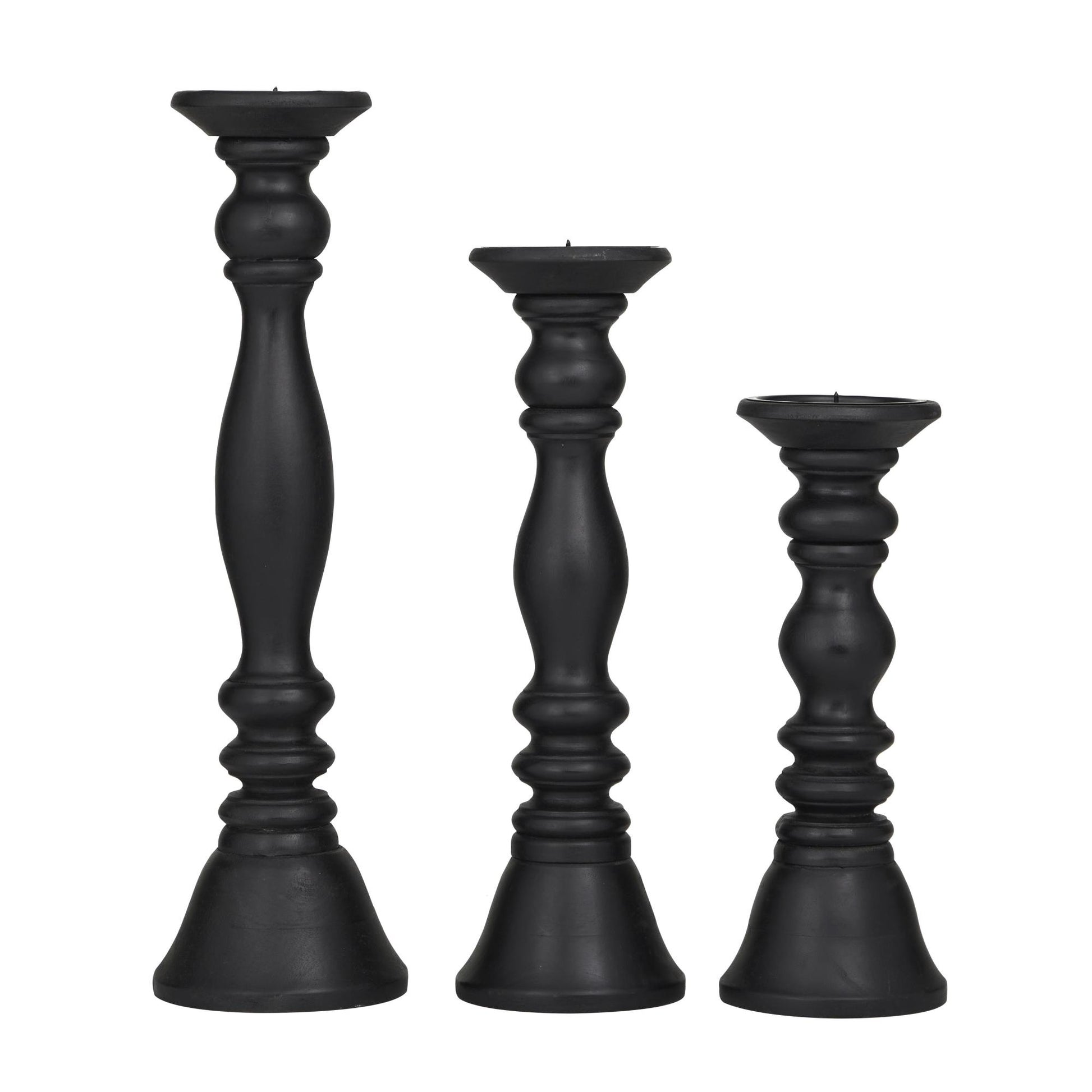 Set of 3 Wood Decorative Candle Holder Set of 3 18, 15, 12"H