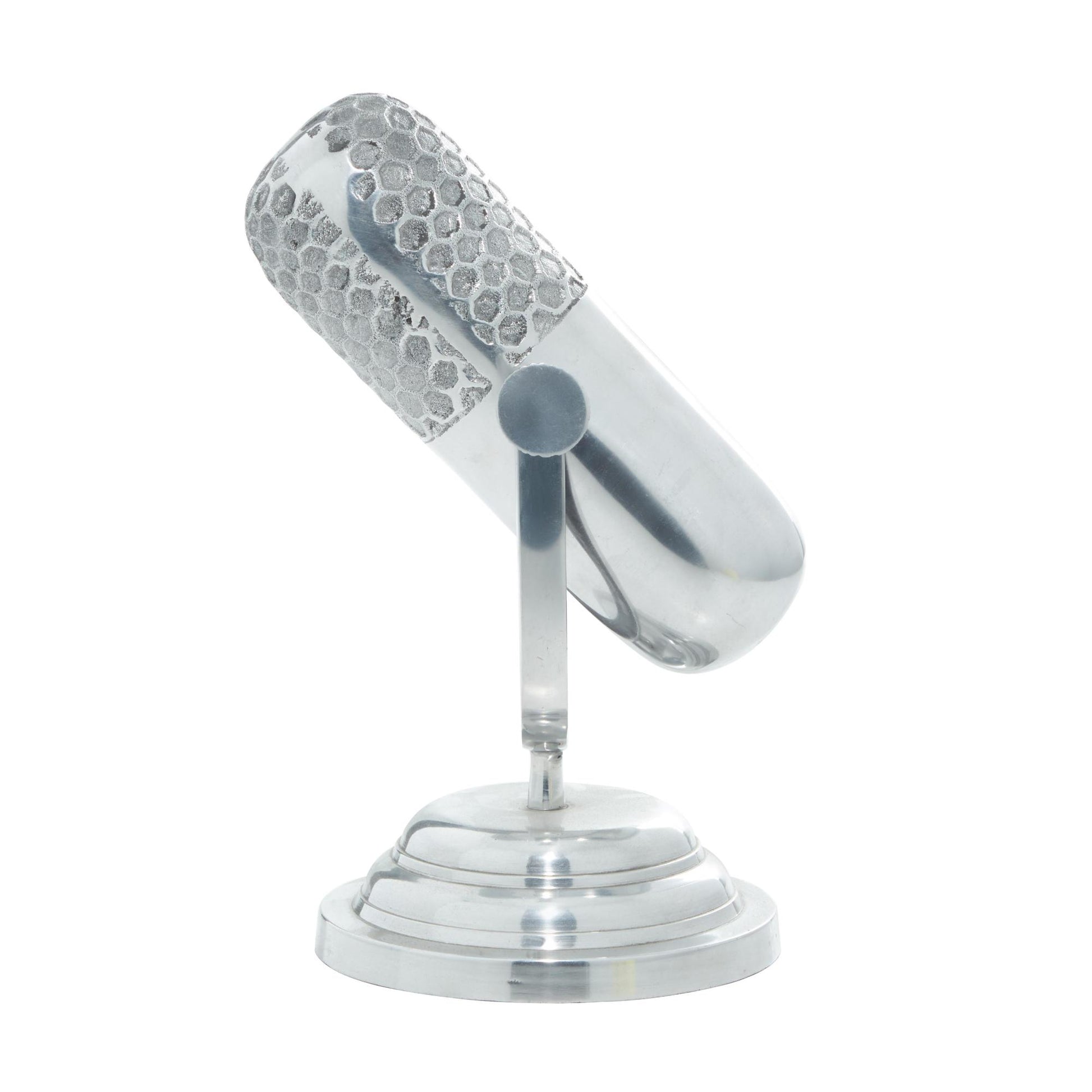 Microphone Silver Aluminum Metal Decorative Sculpture