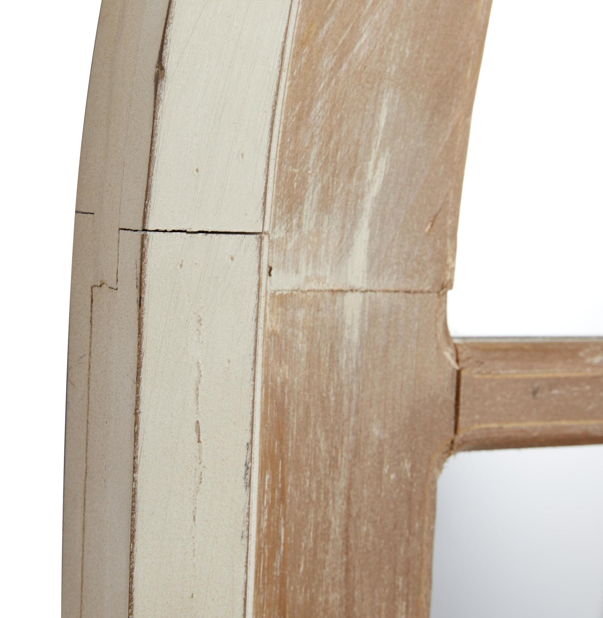 Brown Wood Arched Distressed Window Pane Room Wall Mirror