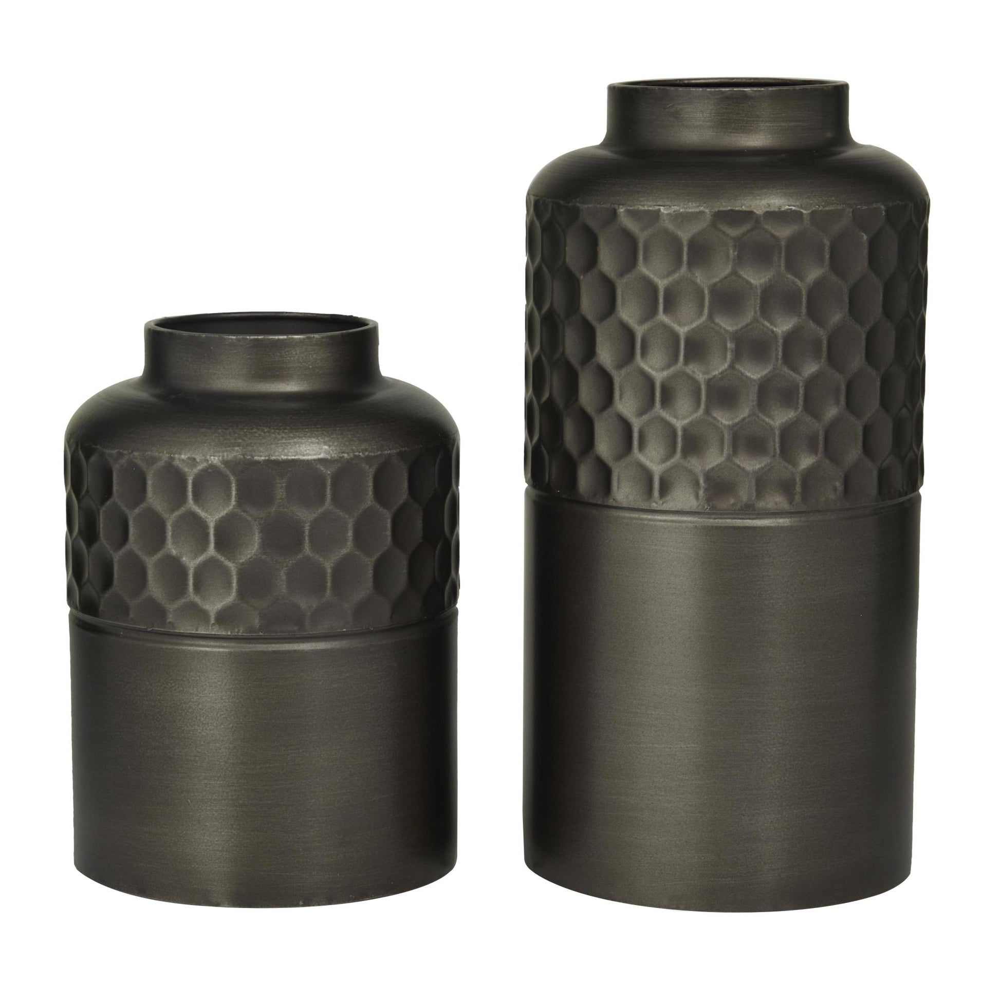 Set of 2 Black Metal Decorative Vase
