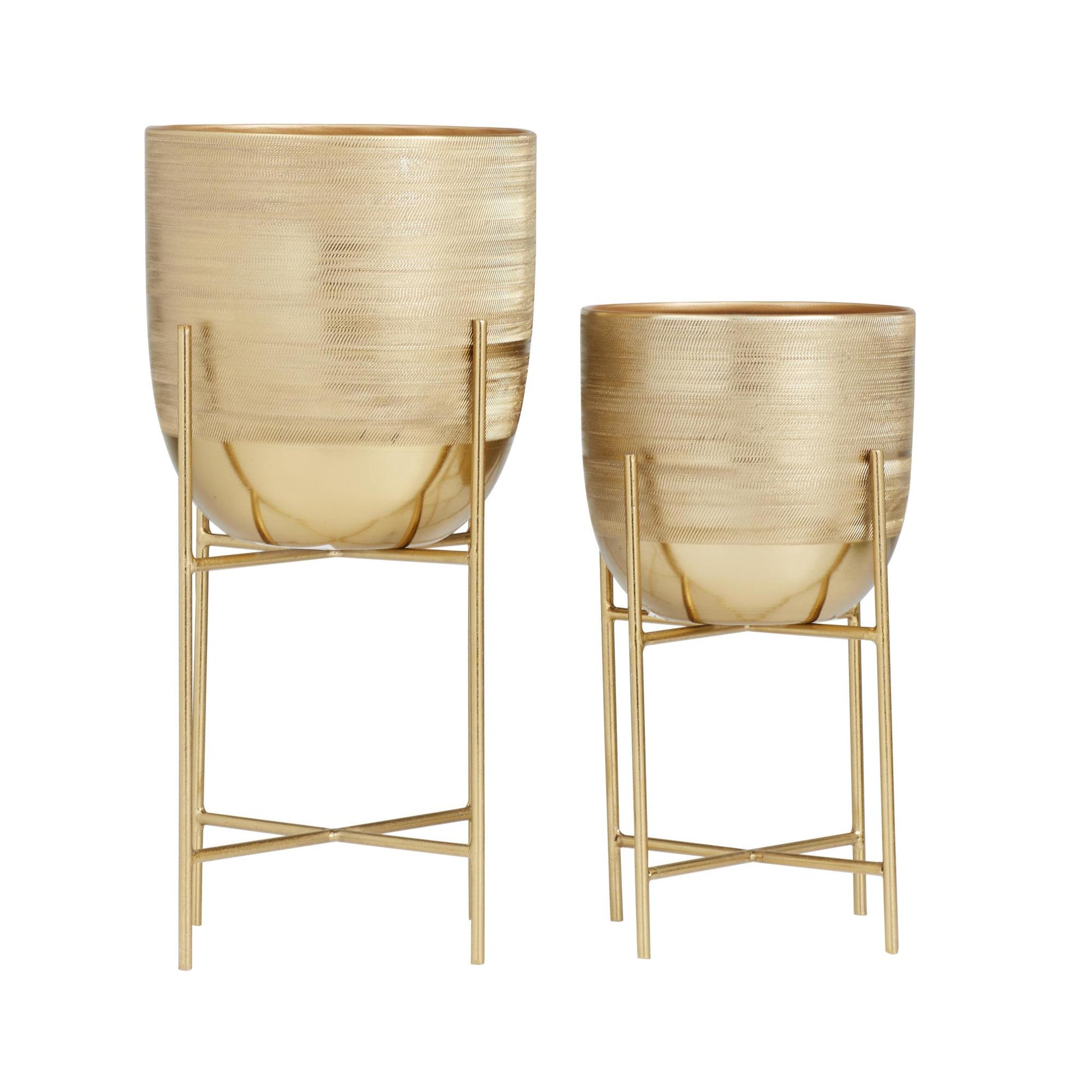 Set of 2 Metal Indoor Outdoor Planter with Removable Stand