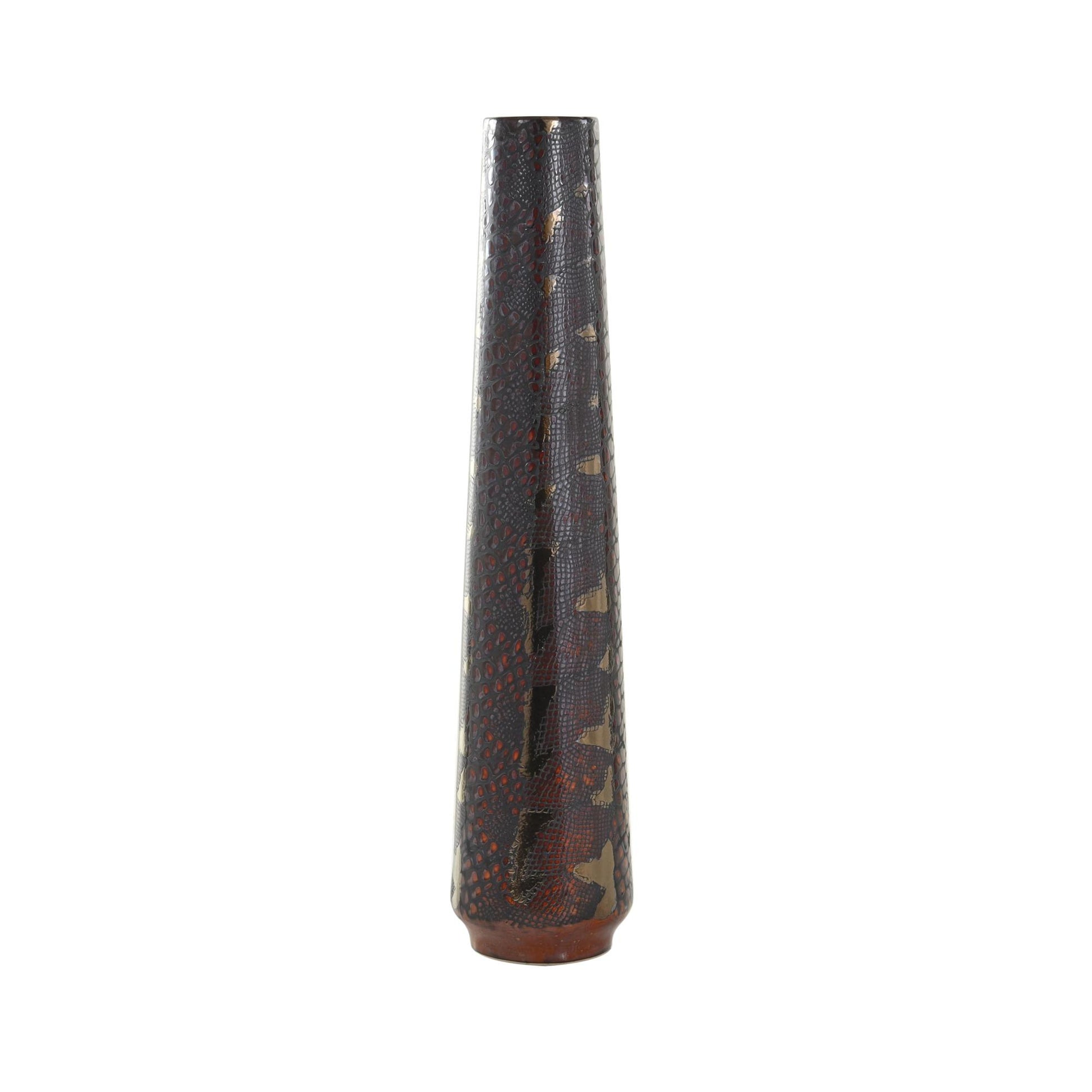Multi Colored Ceramic Snakeskin Inspired Decorative Vase