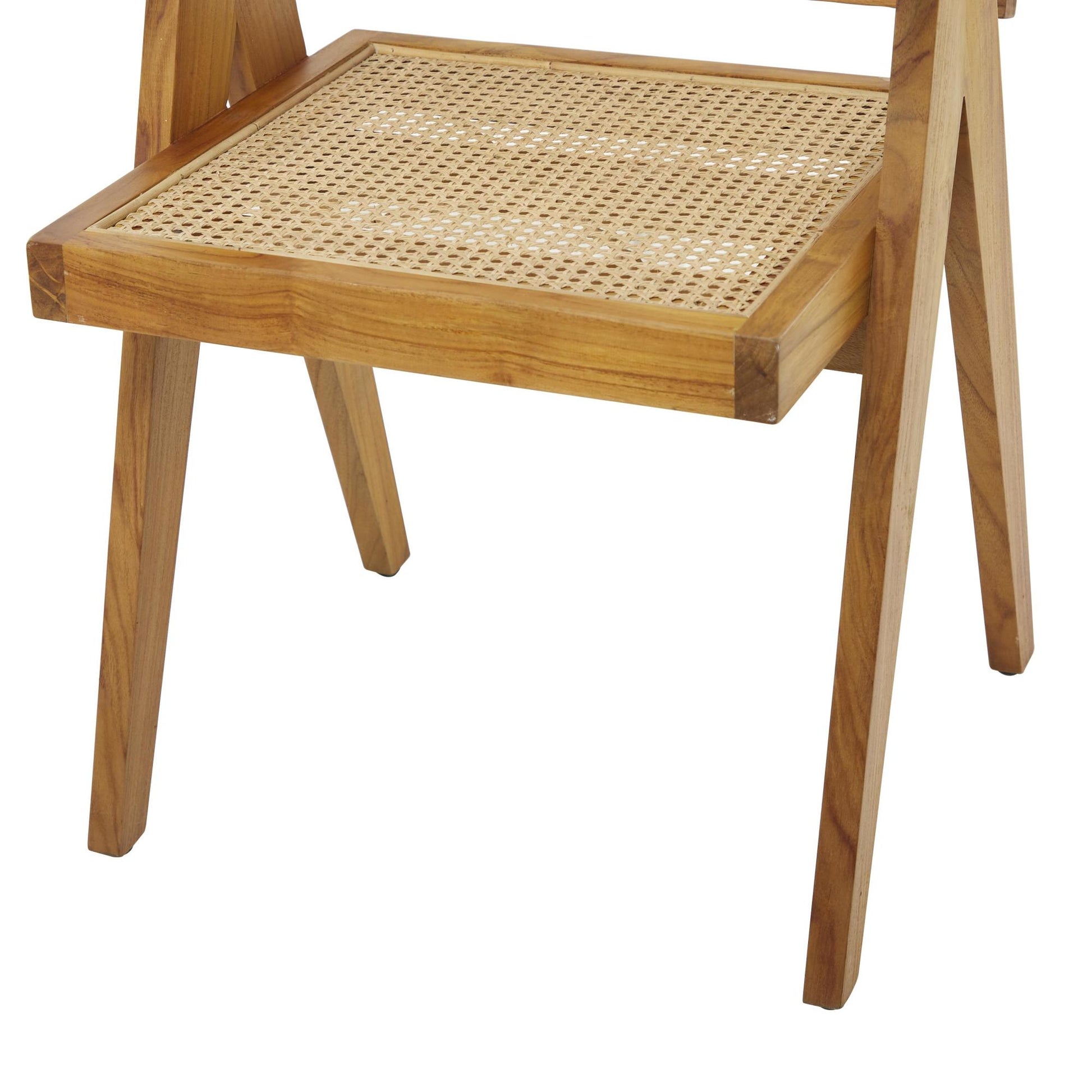 Teak Wood Handmade Living Room Accent Chair with Woven Cane Seat