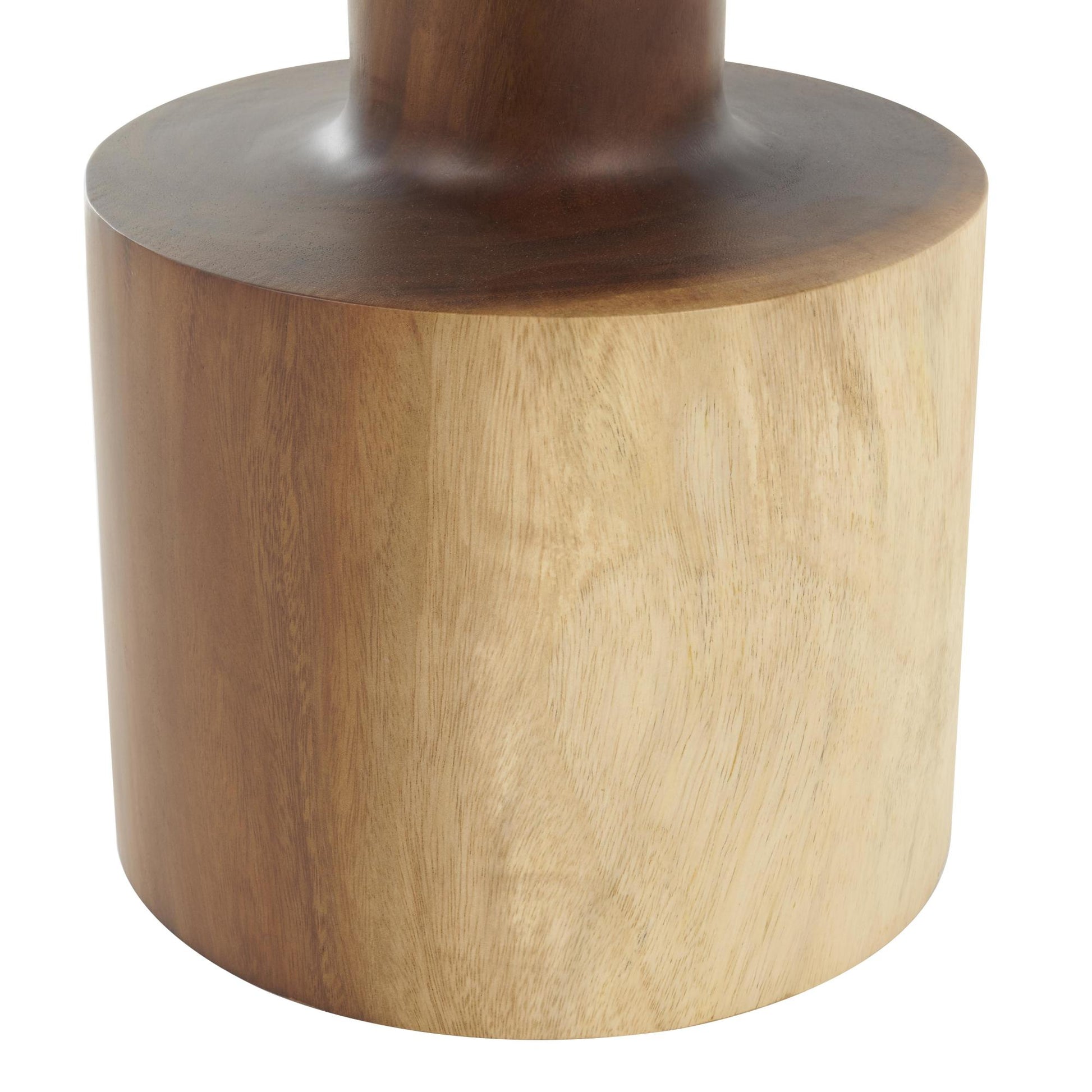 Brown Wood Handmade End Accent Table with Block Base