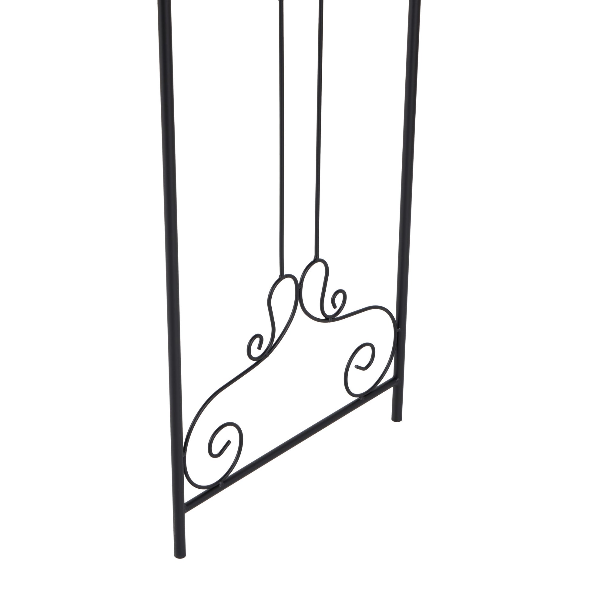 Scroll Black Metal Indoor Outdoor Arched Indoor Outdoor Garden Arbor with Finial