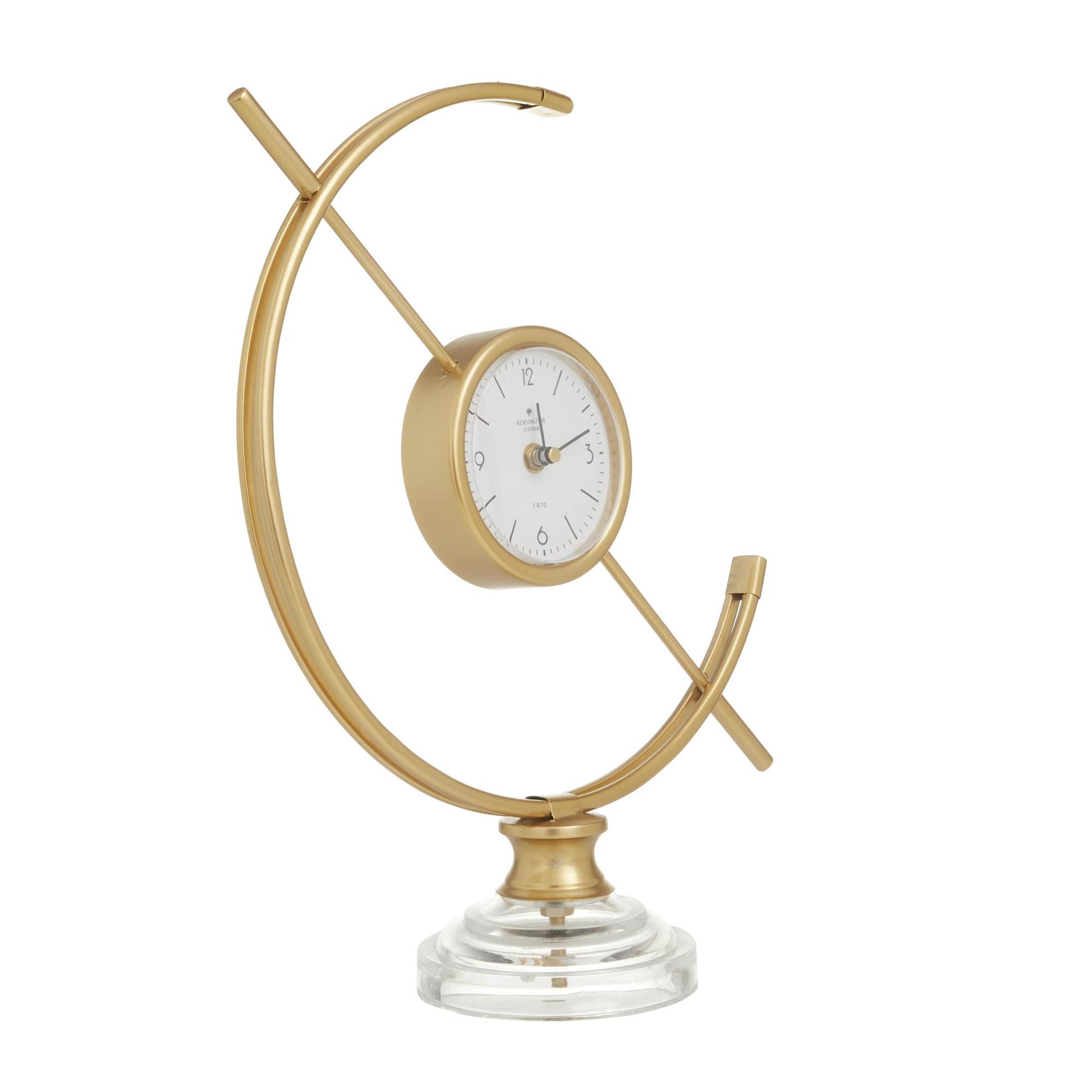 Gold Metal Decorative Clock with Acrylic Base