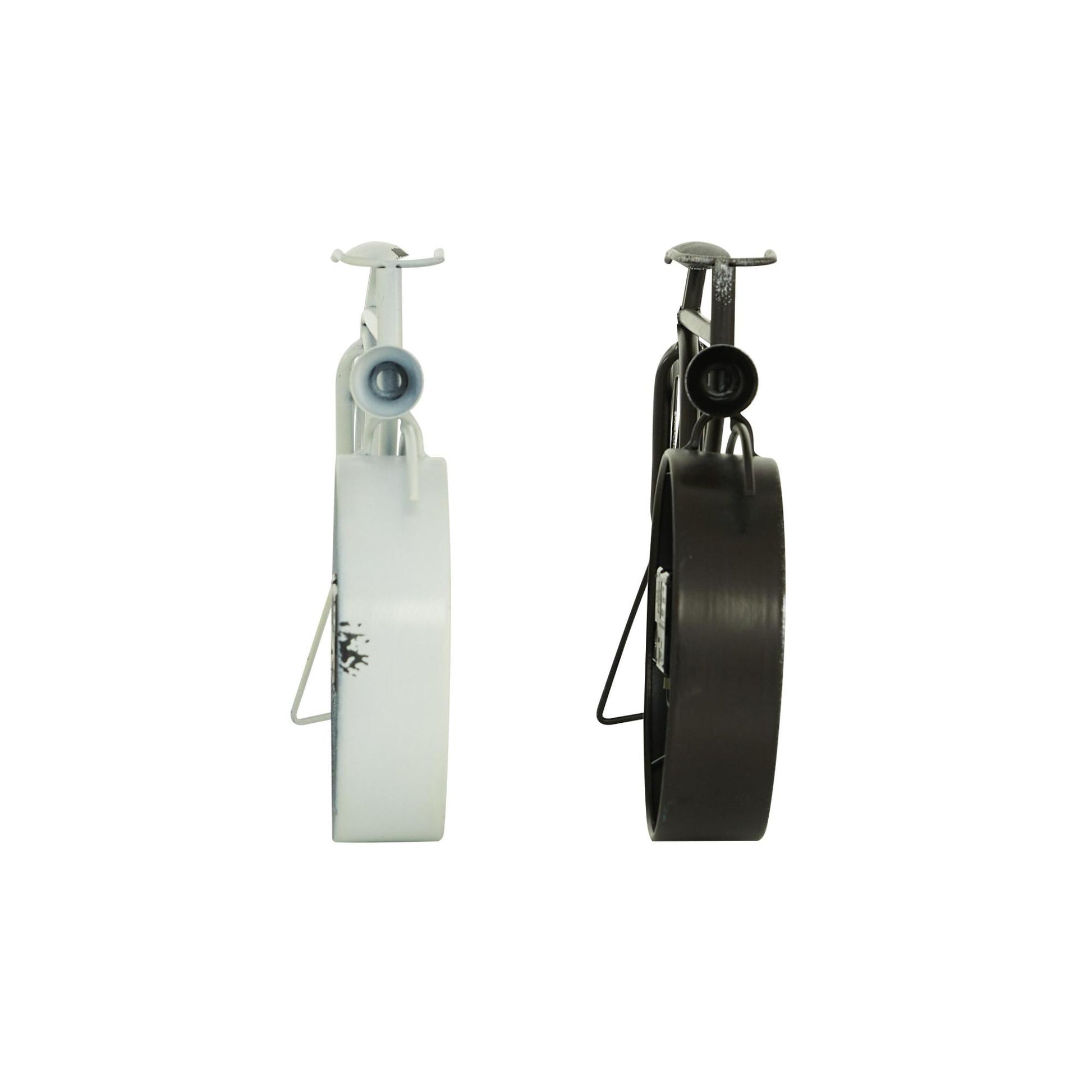 Set of 2 Bike Black Metal Decorative Clock