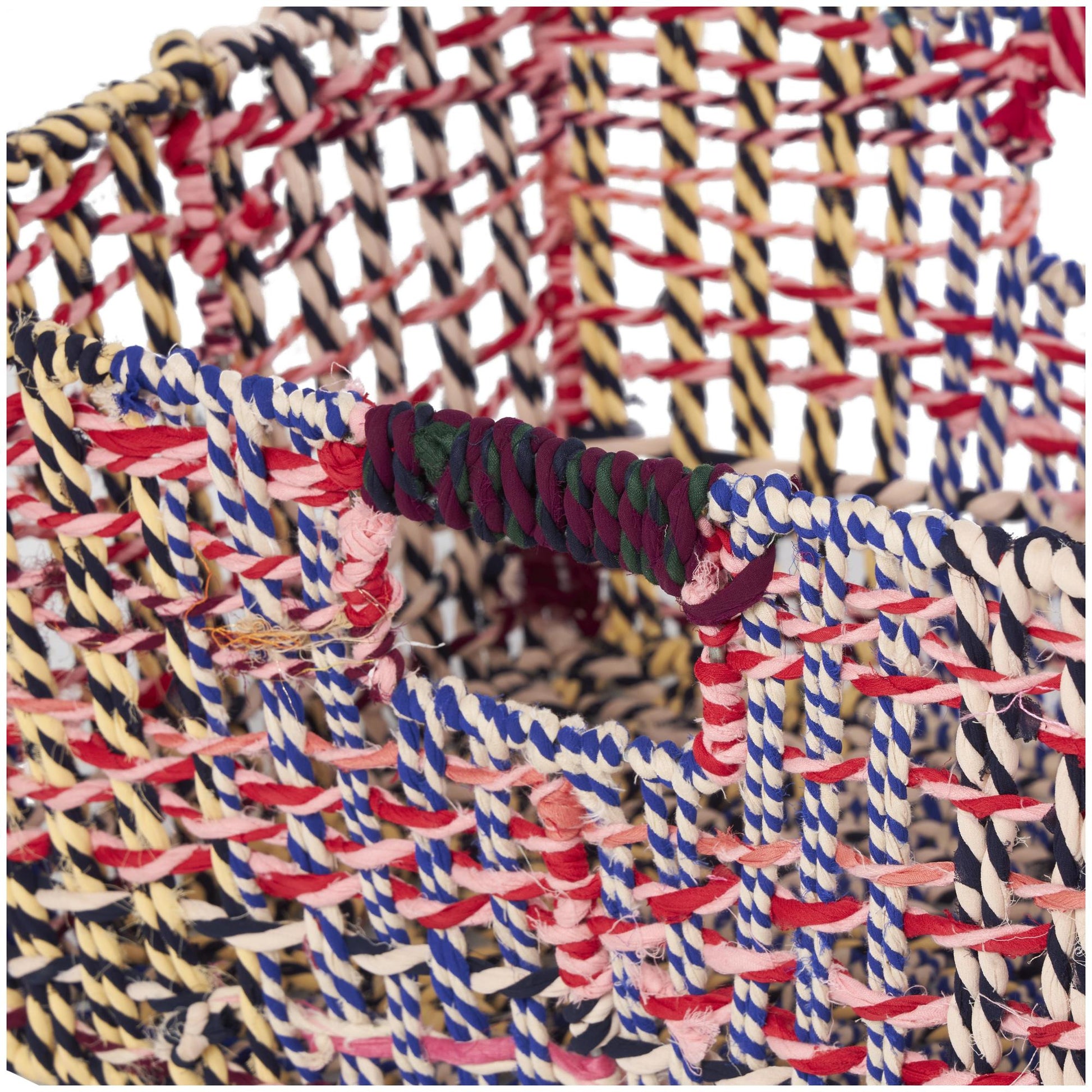 CosmoLiving by Cosmopolitan Cotton Fabric Handmade Storage Basket with Handles