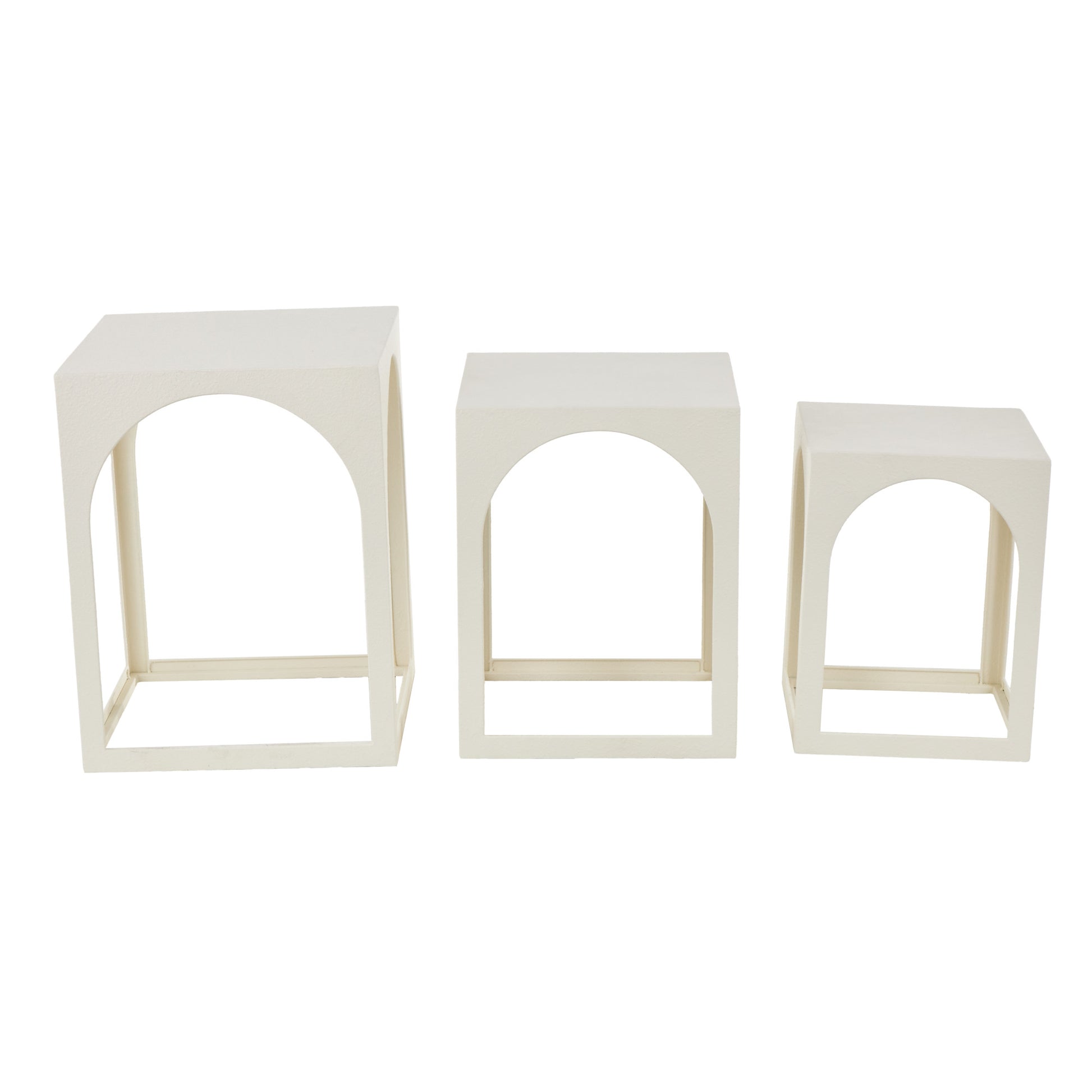 Set of 3 Metal Nested Side End Accent Table with Arched Cutouts