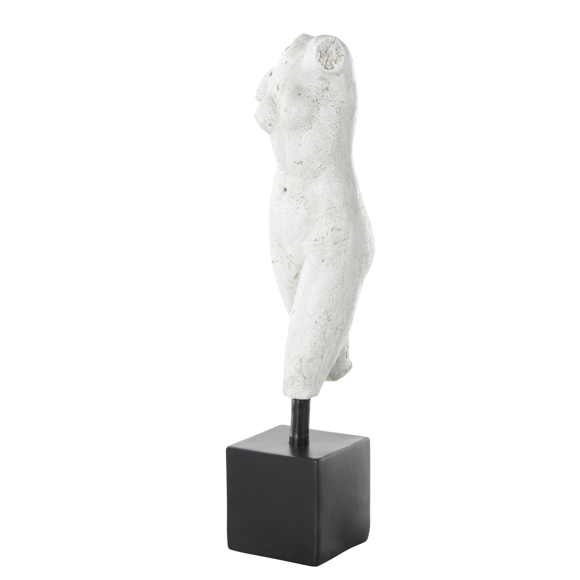 People White Polystone Decorative Sculpture with Black Square Base