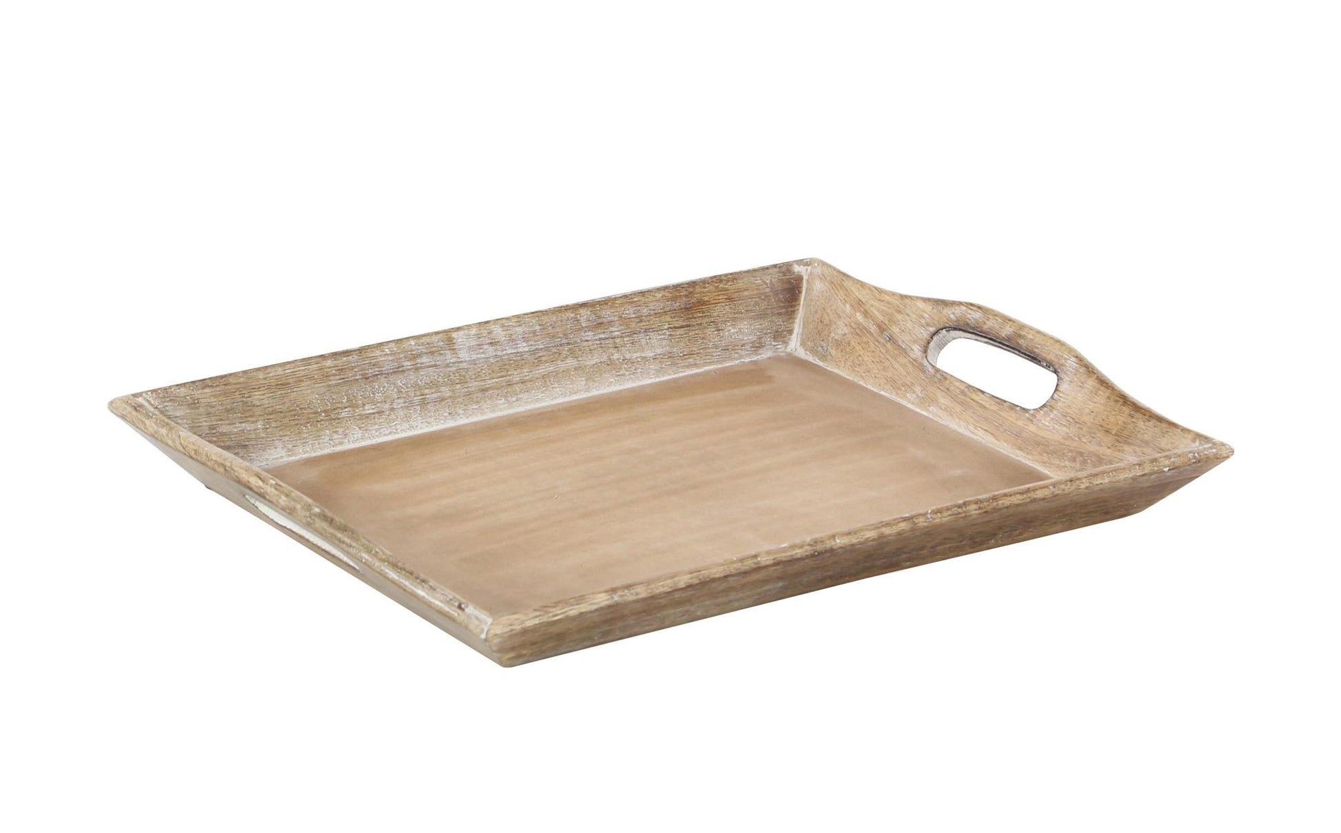Set of 2 Brown Wooden Living Room Decor Tray