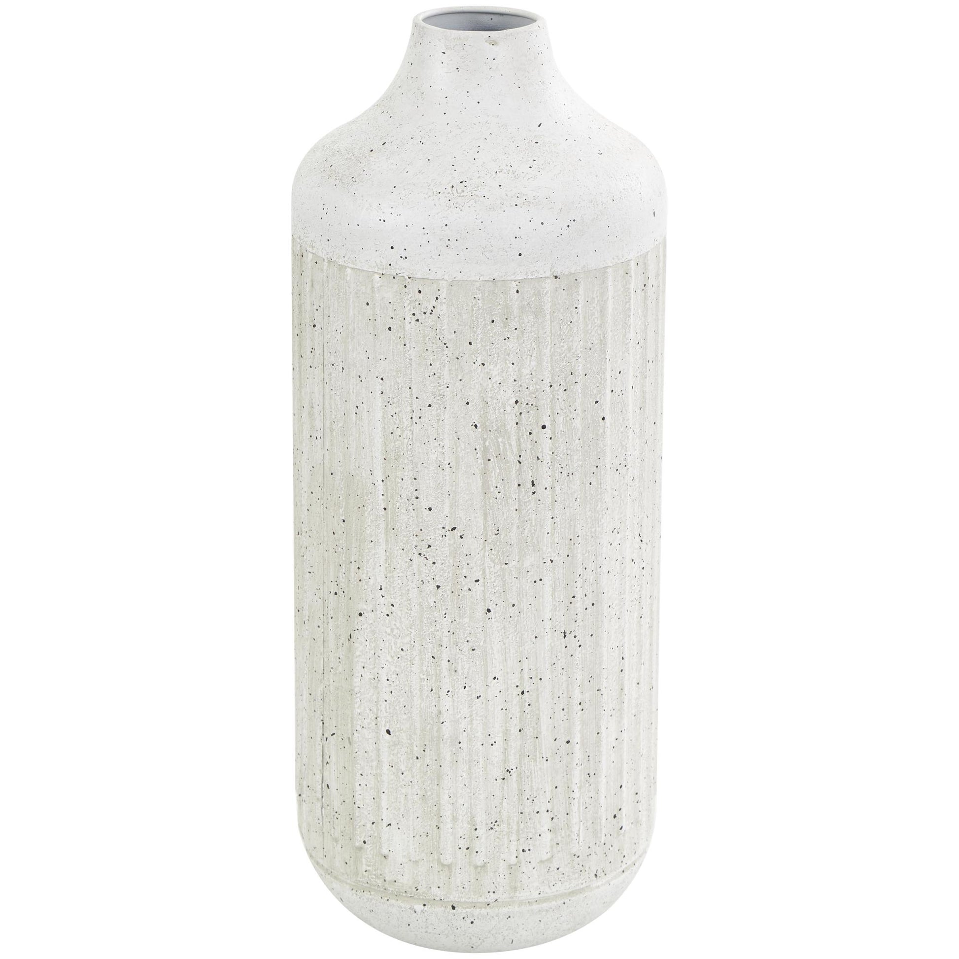 Gray Metal Ribbed Speckled Decorative Vase