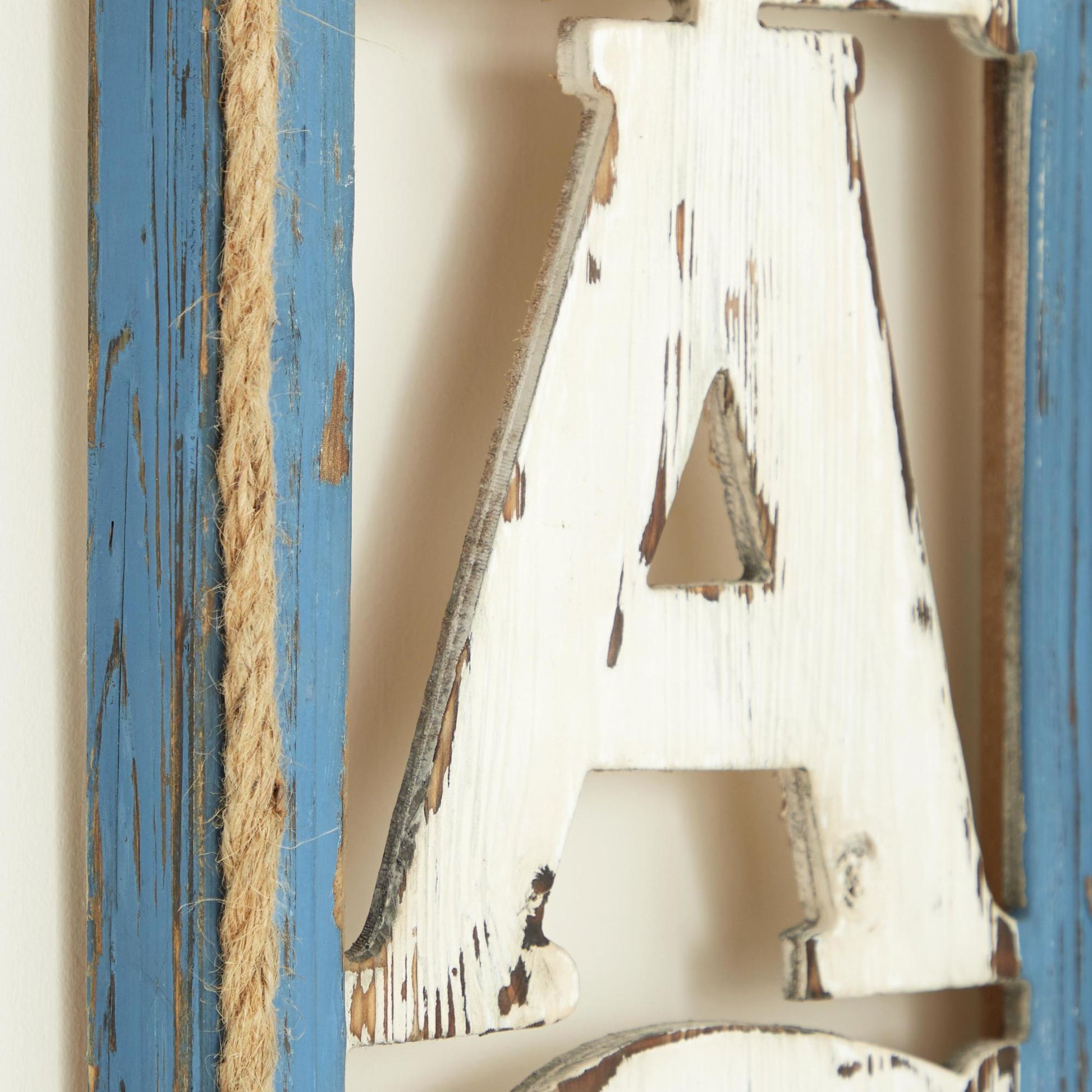 Sign Beige Wooden Beach Home Wall Decor with Rope Hanger