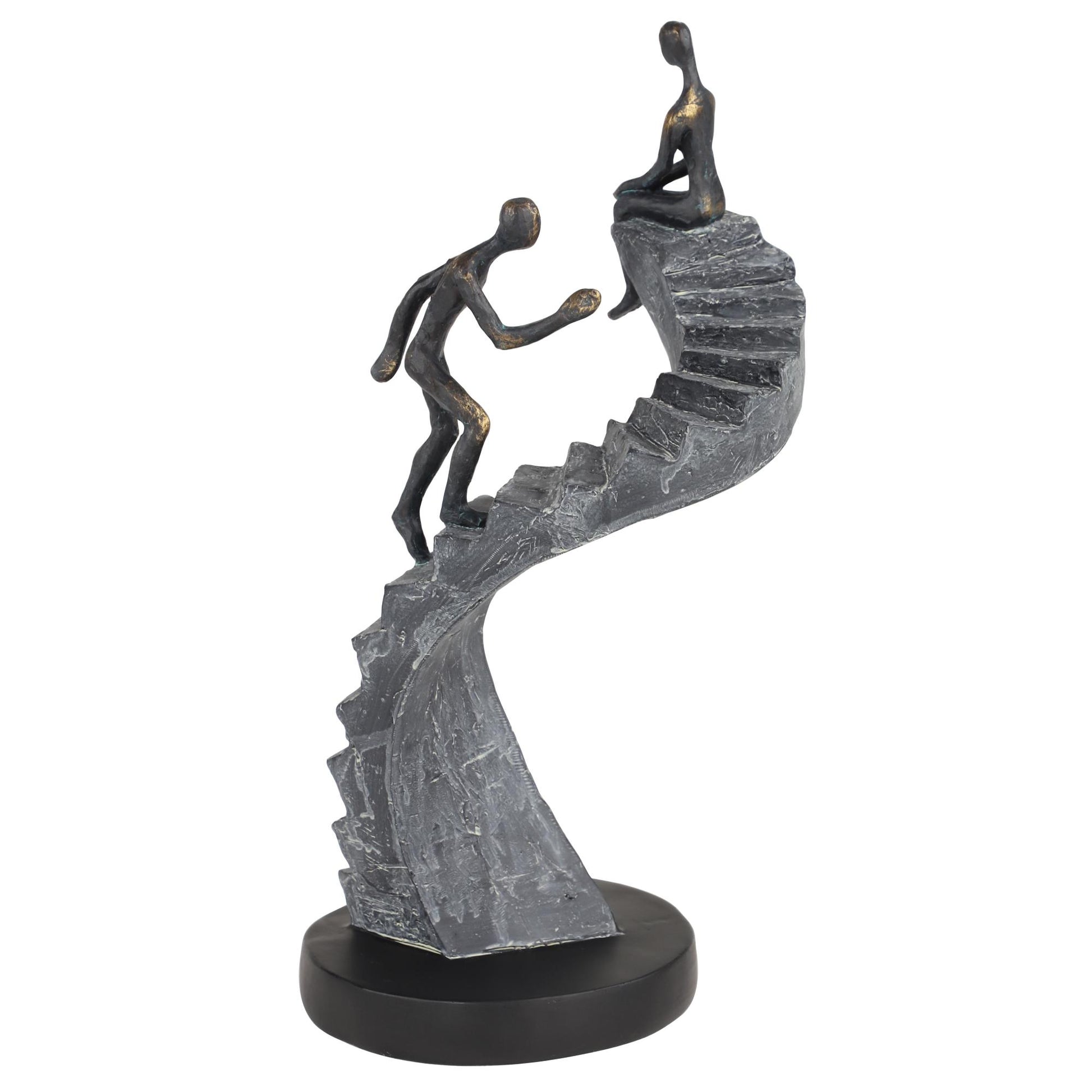 People Black Polystone Decorative Sculpture with Stairs
