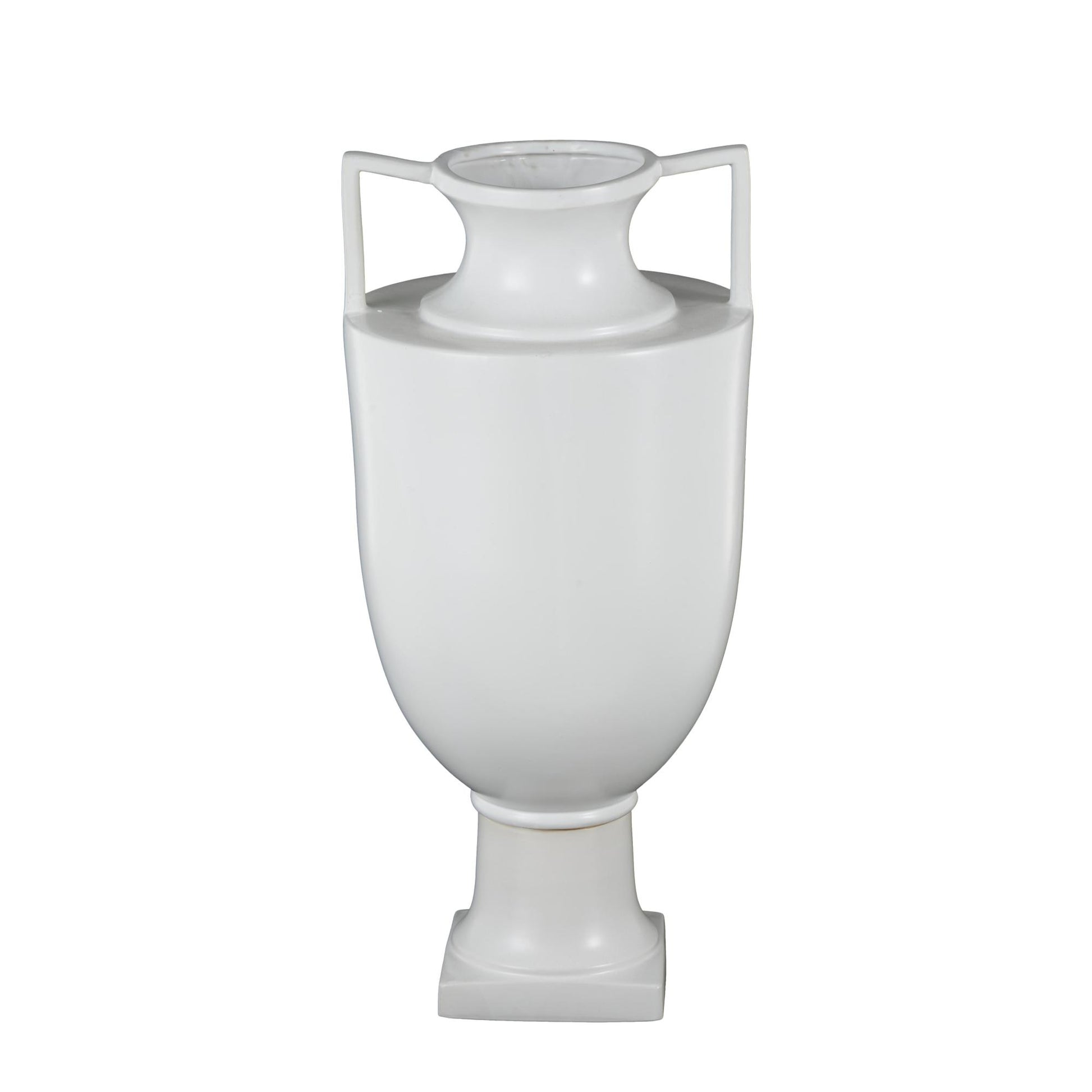 Ceramic Fluted Urn Shaped Decorative Vase with Handles