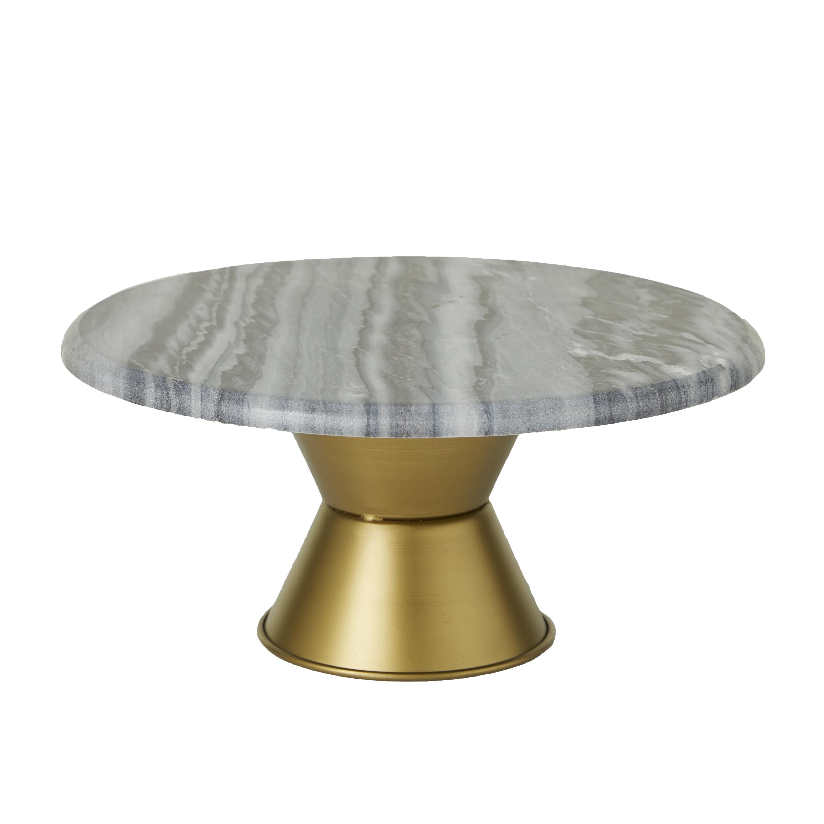 CosmoLiving by Cosmopolitan Ceramic Decorative Cake Stand with Gold Base