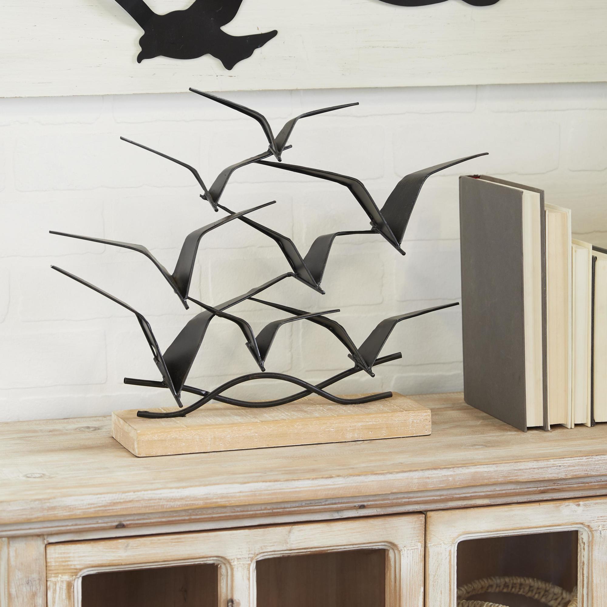 Bird Black Metal Decorative Sculpture
