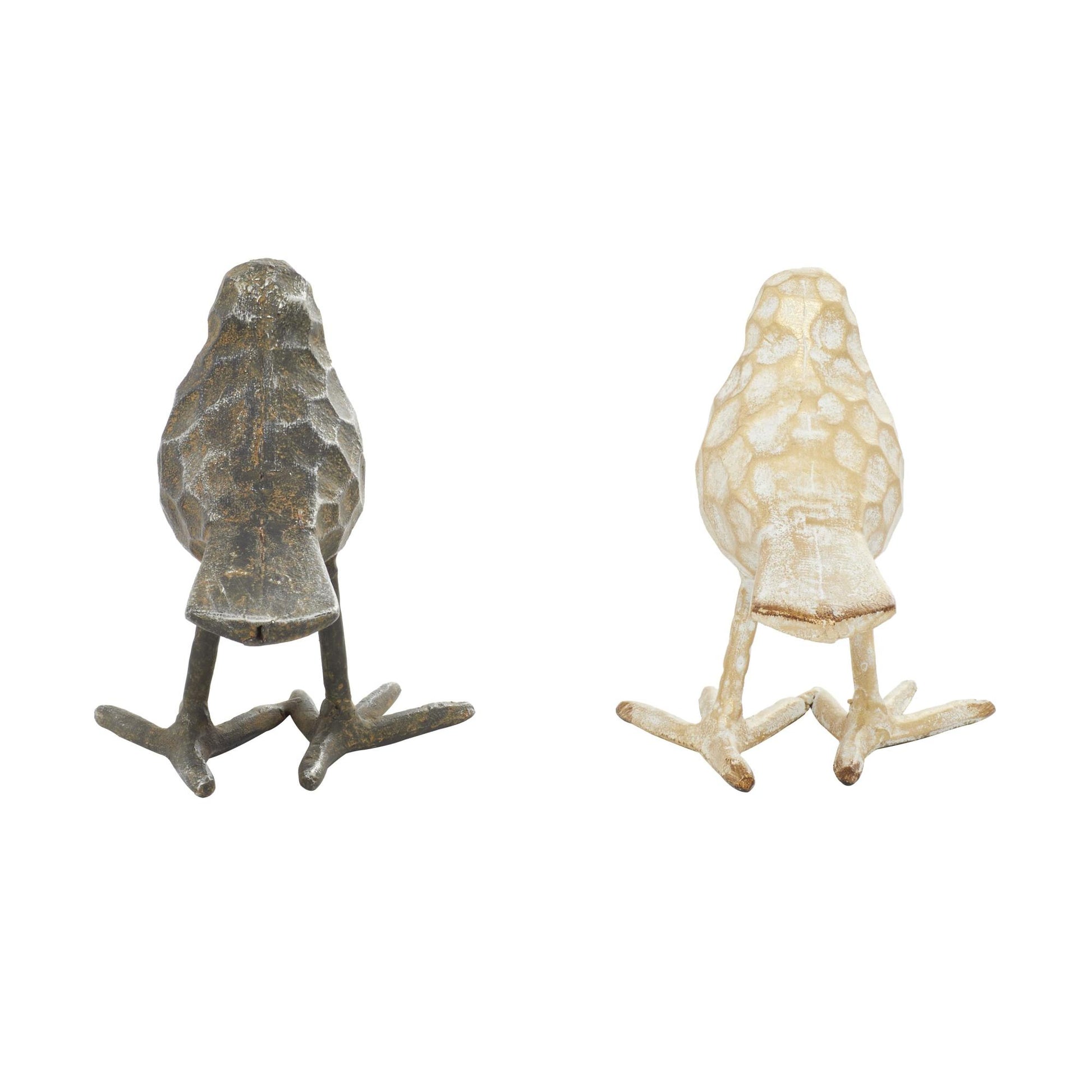 Set of 2 Bird Gold Metal Decorative Sculpture