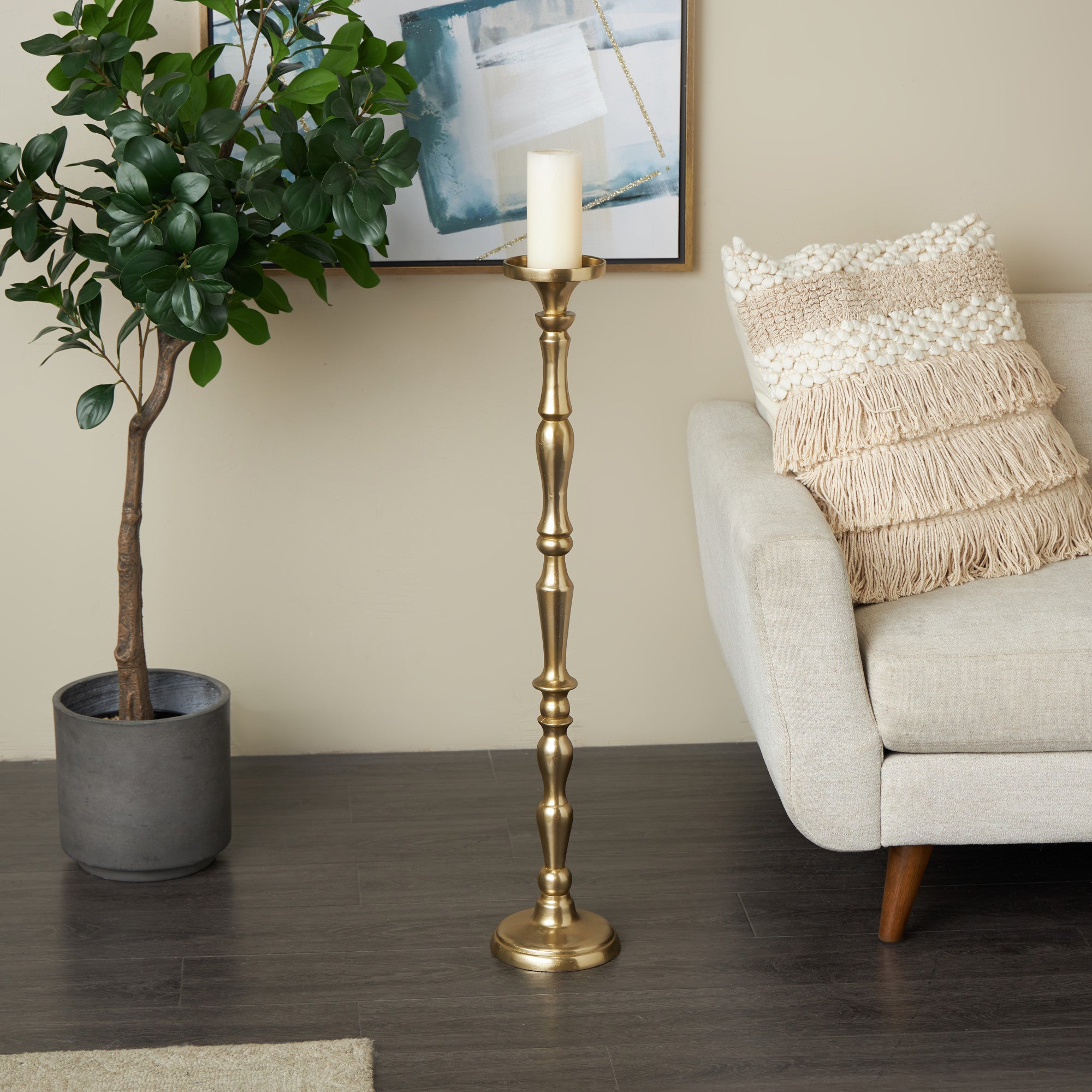 Brass Aluminum Metal Floor Decorative Candle Holder