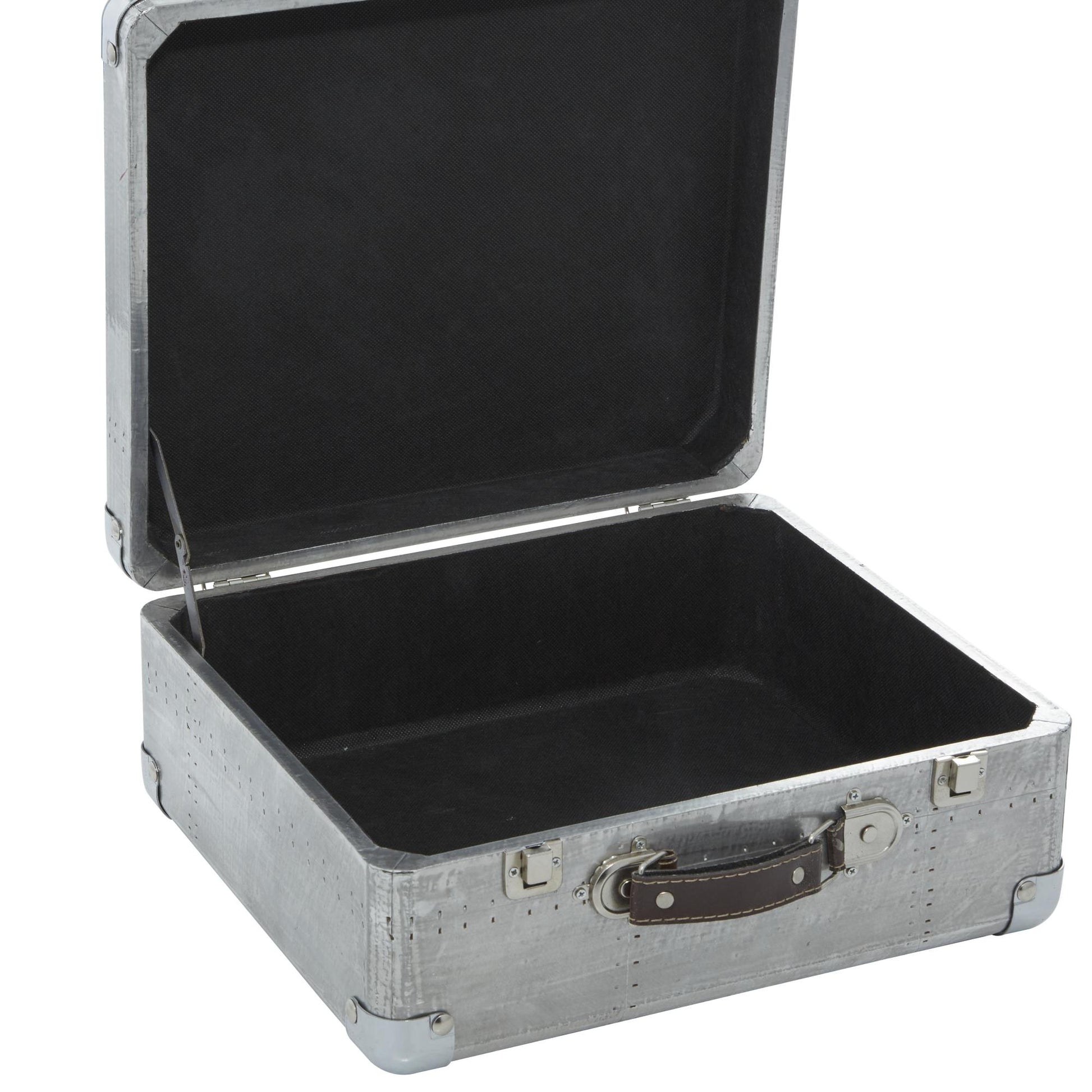 Set of 2 Gray Wooden Decorative Box with Handles