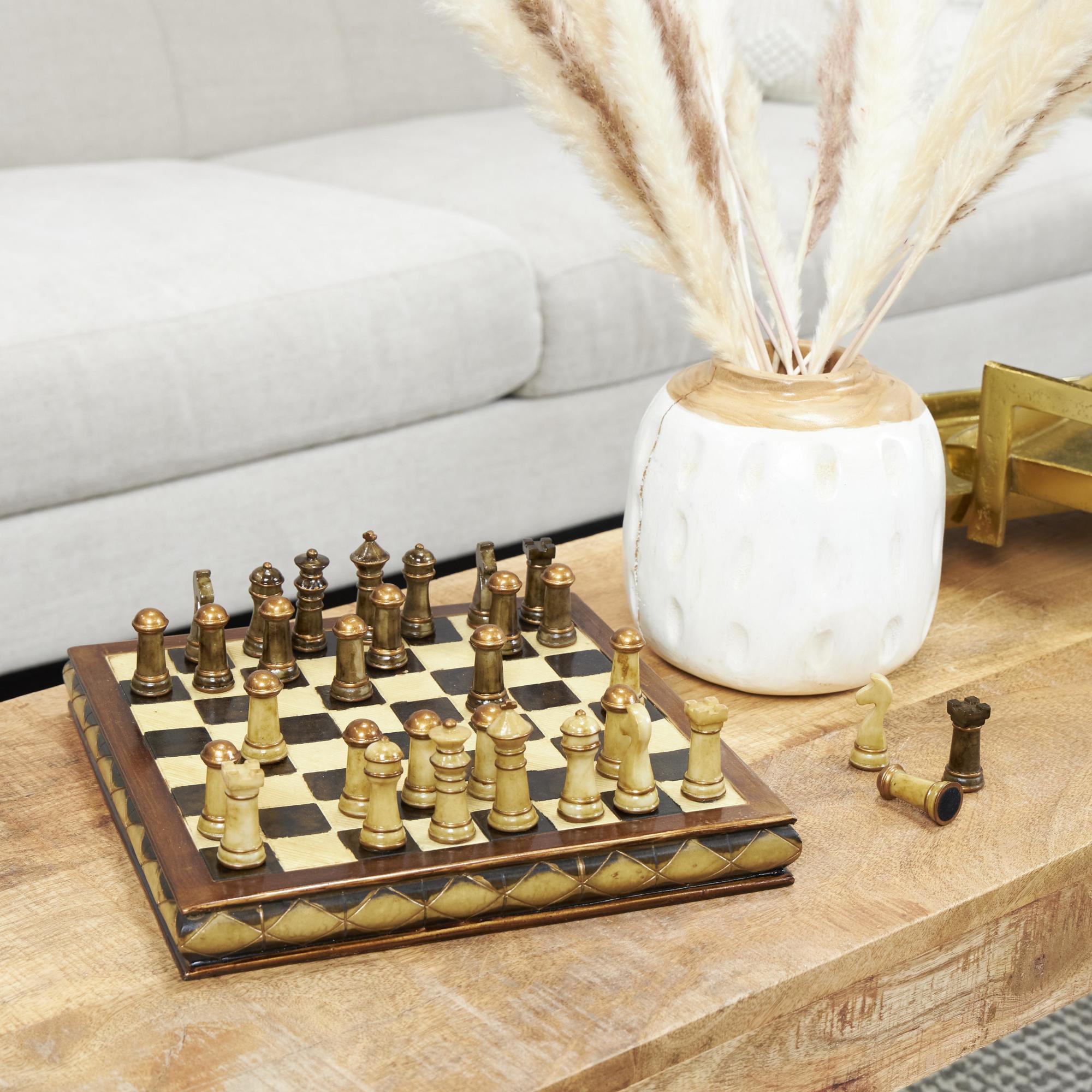 Chess Brown Polystone Home Decor Game Set