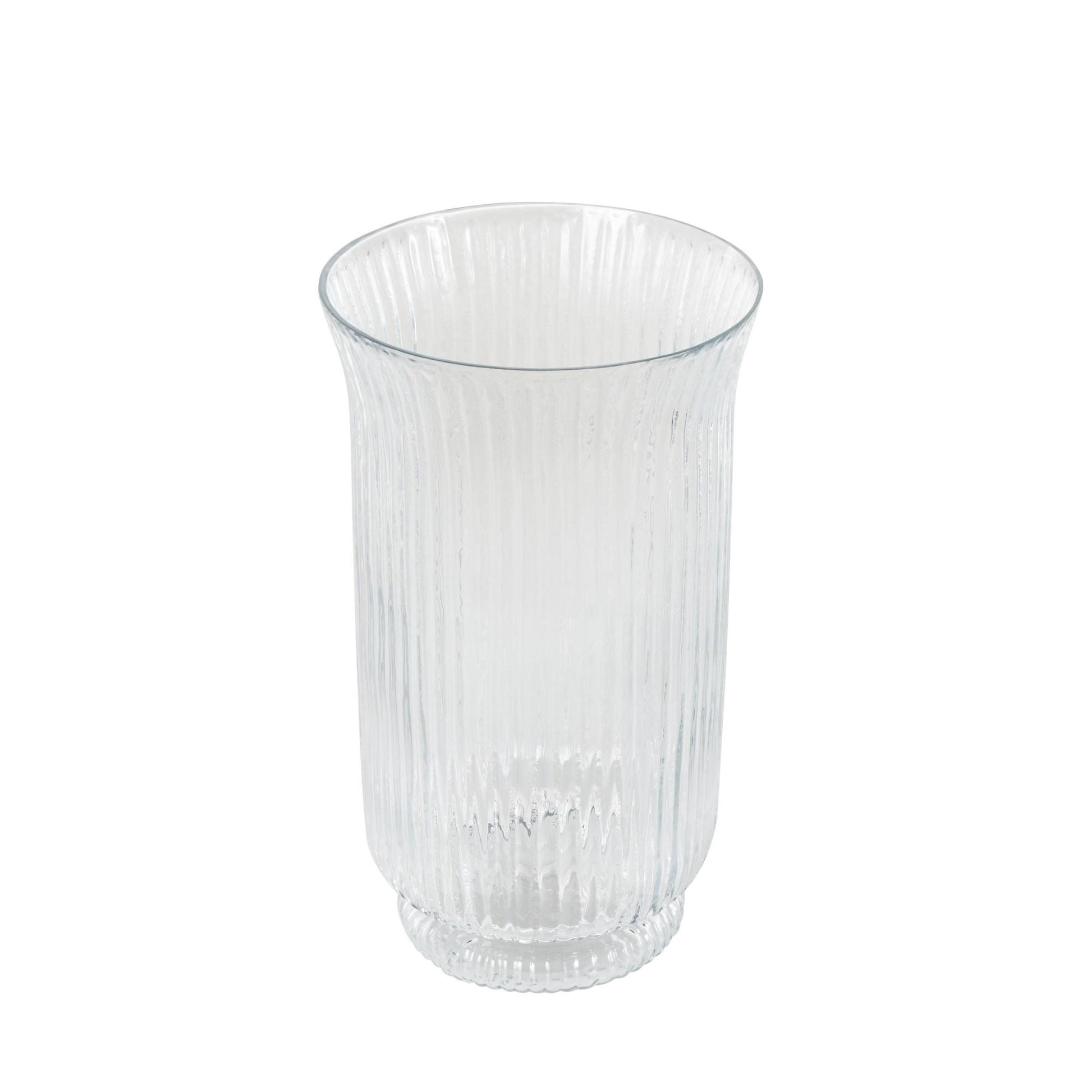 Clear Glass Ribbed Fluted Decorative Candle Holder