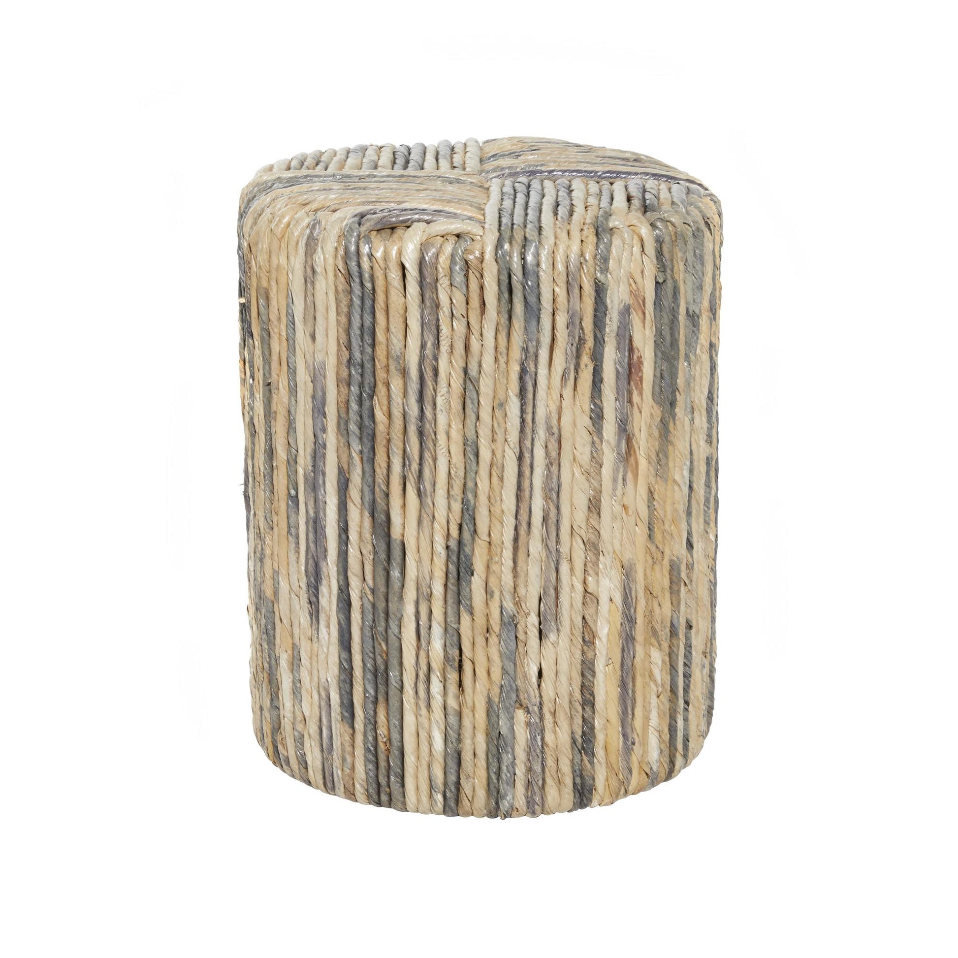 Multi Colored Banana Leaf Woven Side End Accent Table