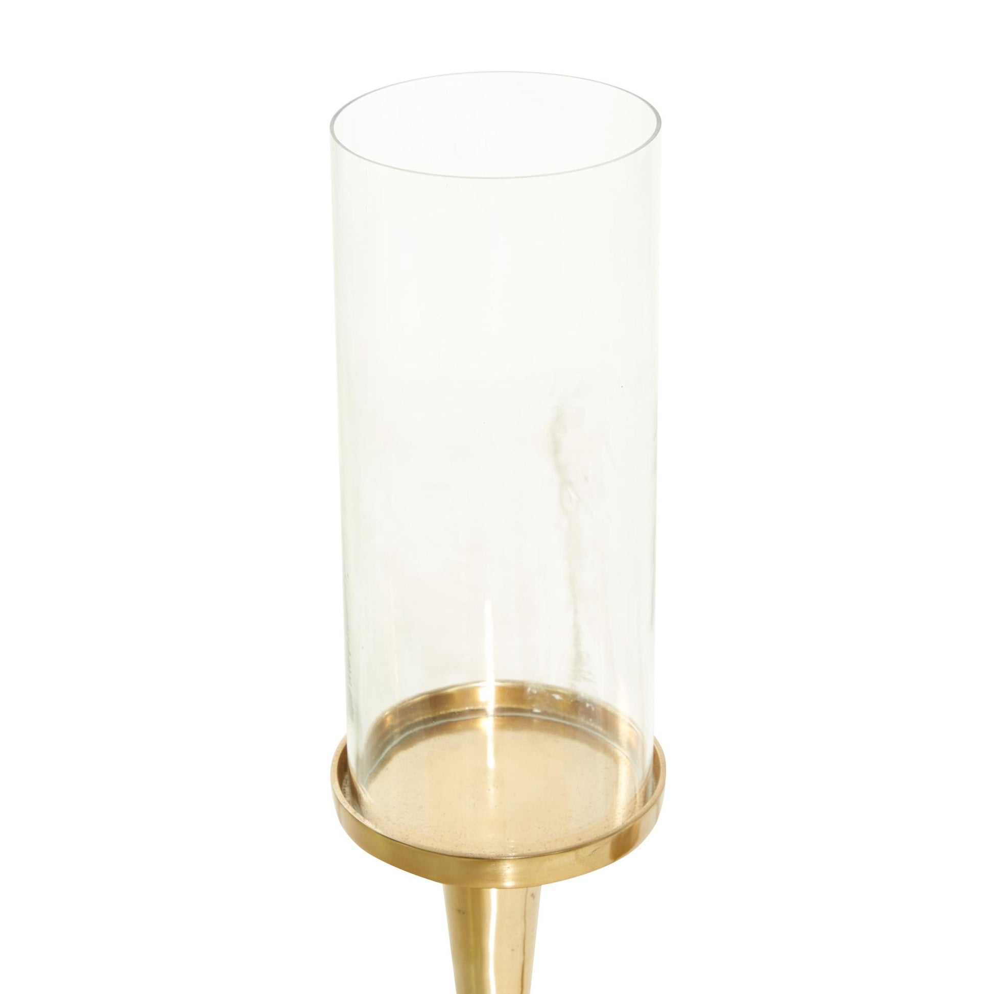 Set of 2 Gold Aluminum Metal Room Hurricane Lamp