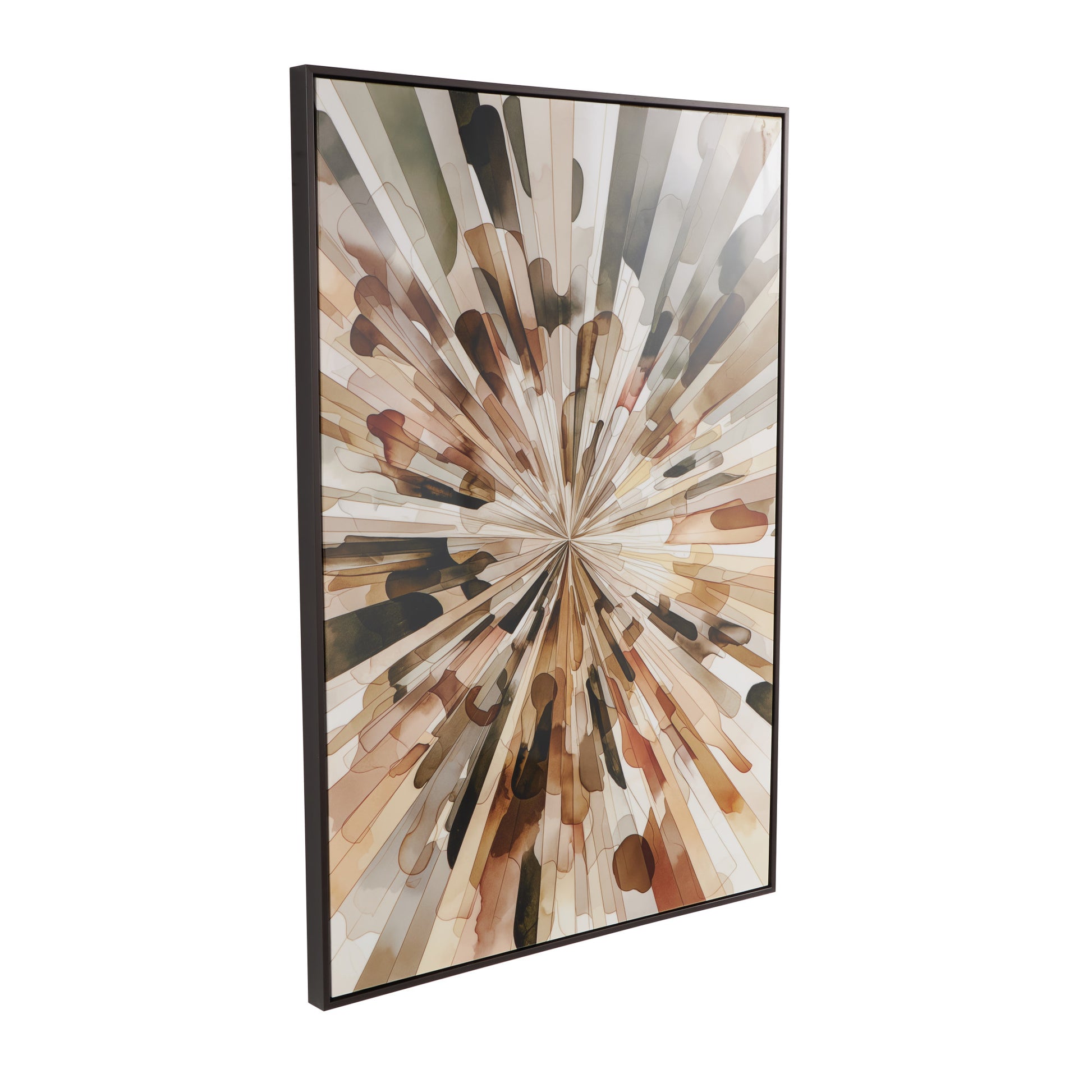 Sunburst Multi Colored Canvas Abstract Living Room Framed Wall Art with Black Frame