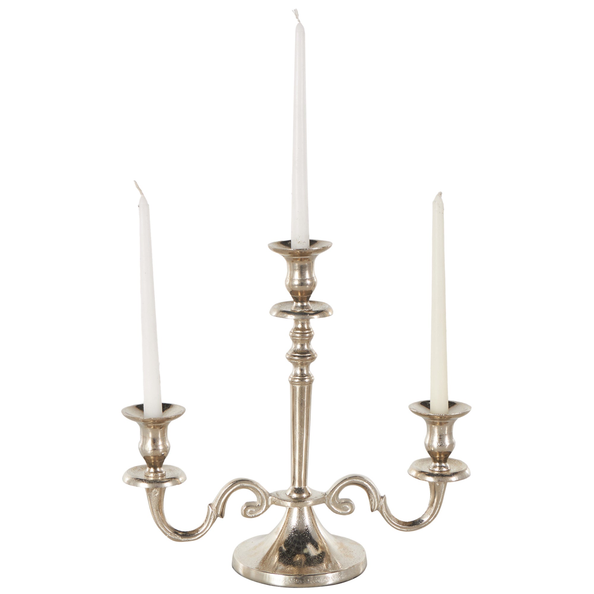 Scroll Silver Aluminum Metal Decorative Candelabra