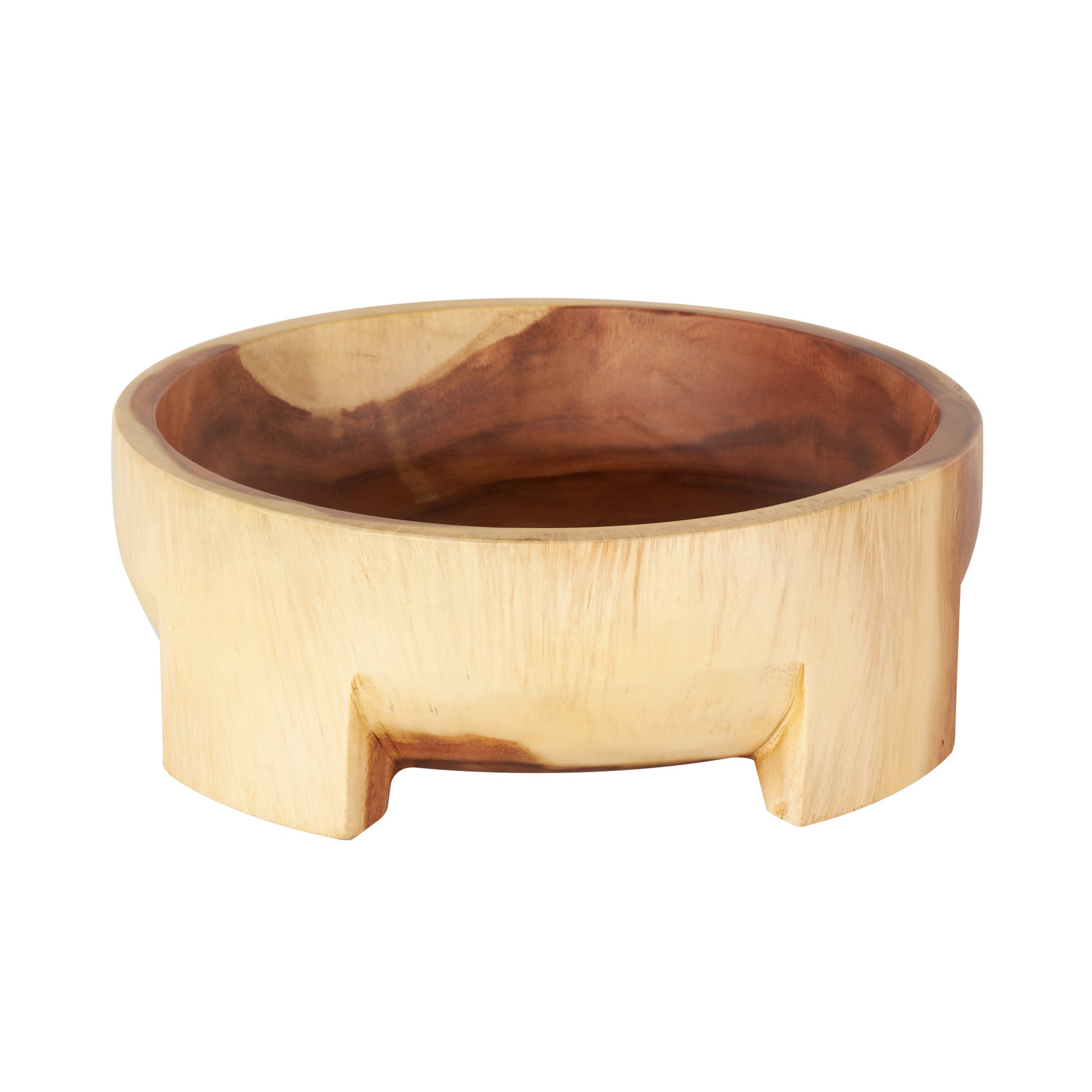 Light Brown Wood Handmade Round Large Decorative Bowl