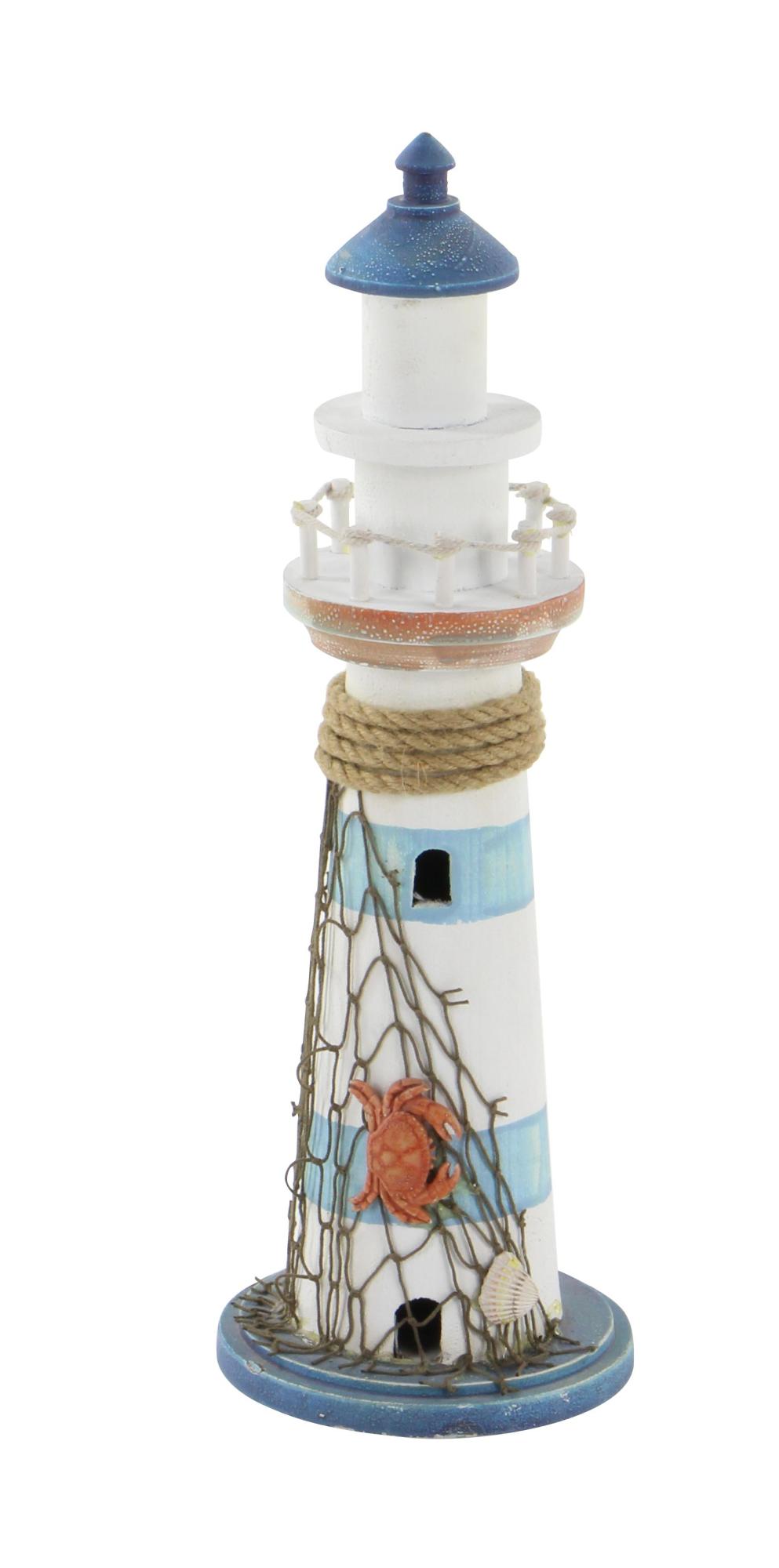 Light House Blue Wood Decorative Sculpture with Netting