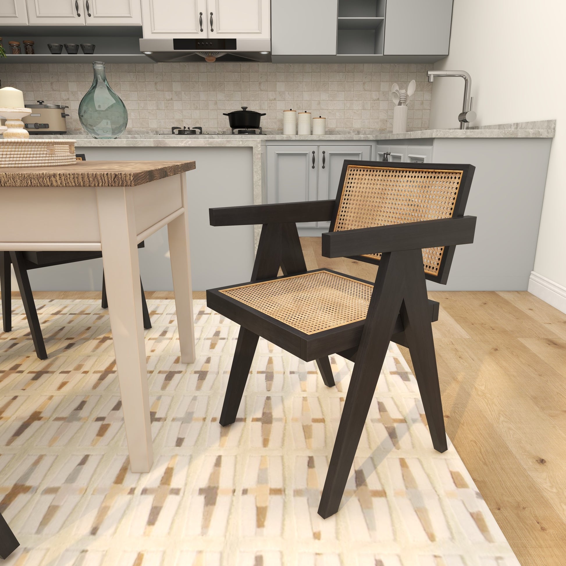 Teak Wood Handmade Woven Living Room Accent Chair with Armrests 20" x 19" x 30"