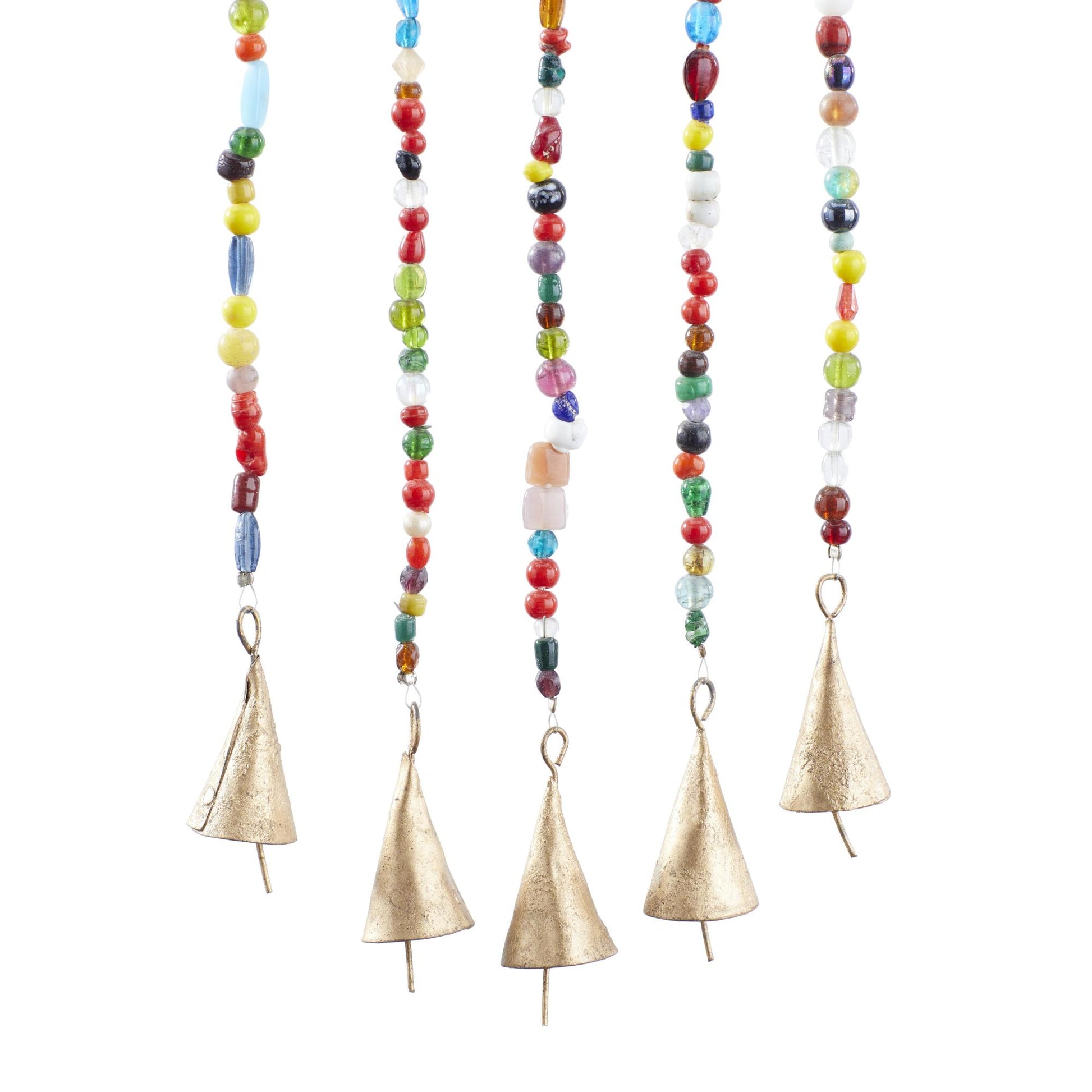 Sun and Moon Brass Metal Handmade Indoor Outdoor Windchime with Glass Beads and Bells