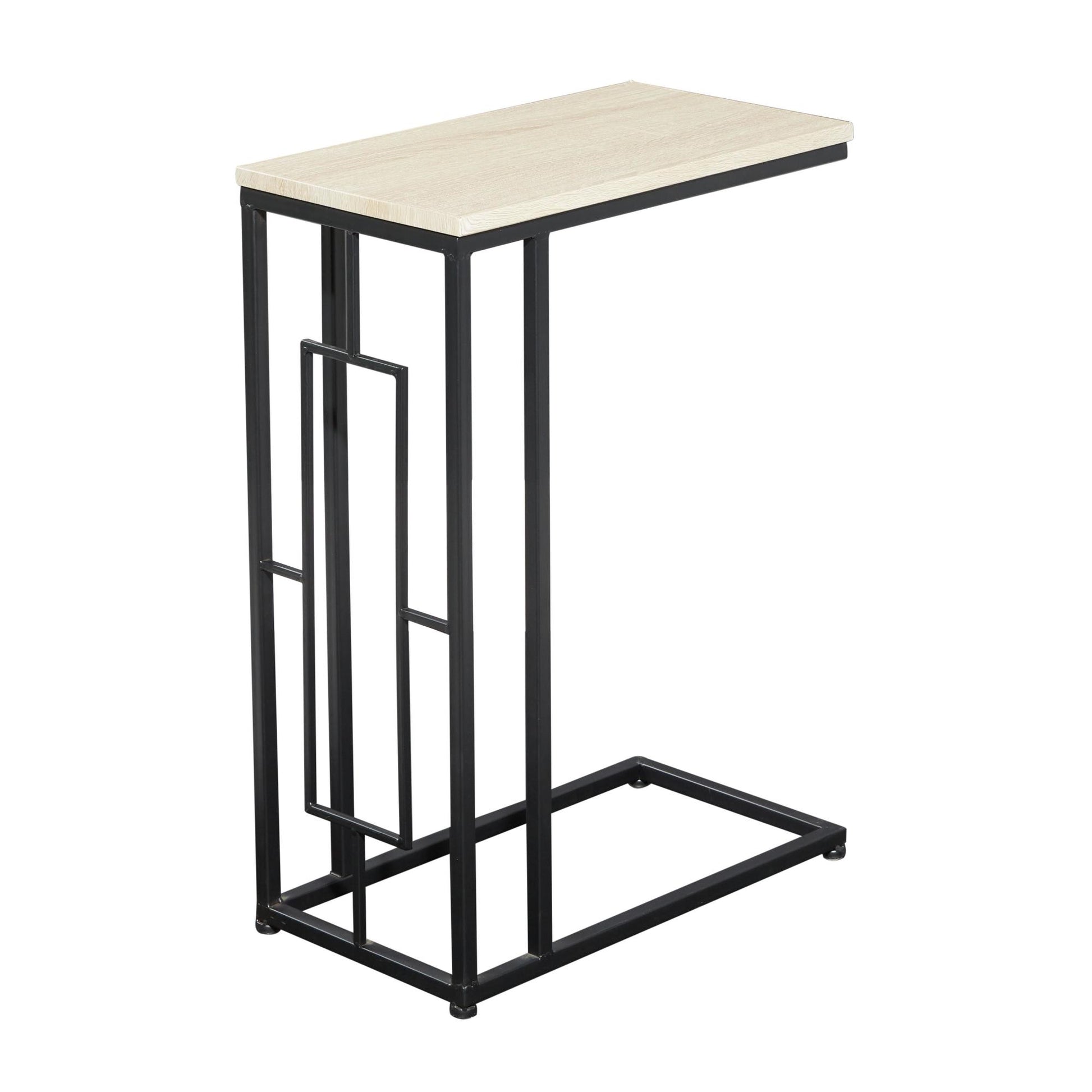 Metal C-Shaped Side End Accent Table with Black Metal Base
