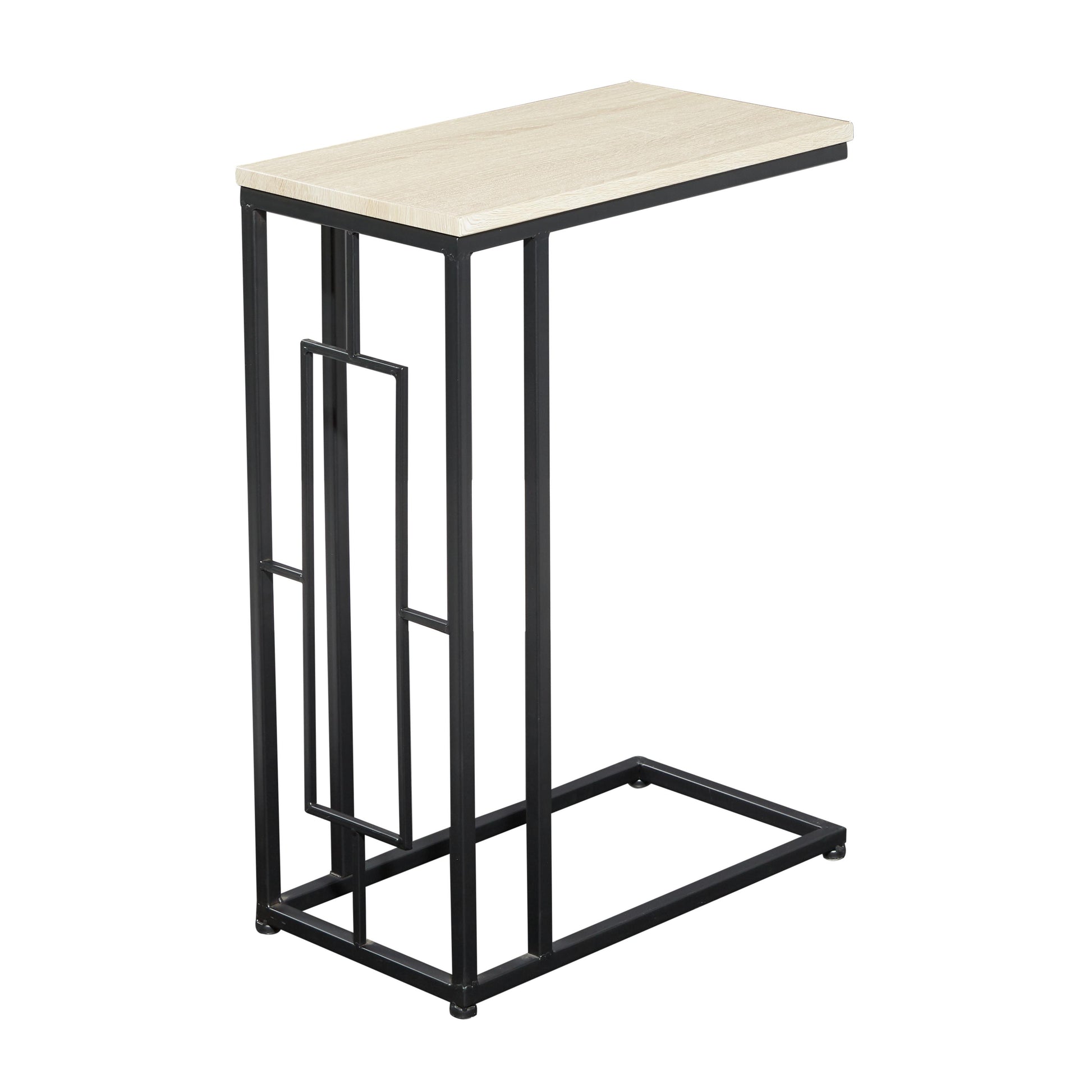 Metal C-Shaped Side End Accent Table with Black Metal Base