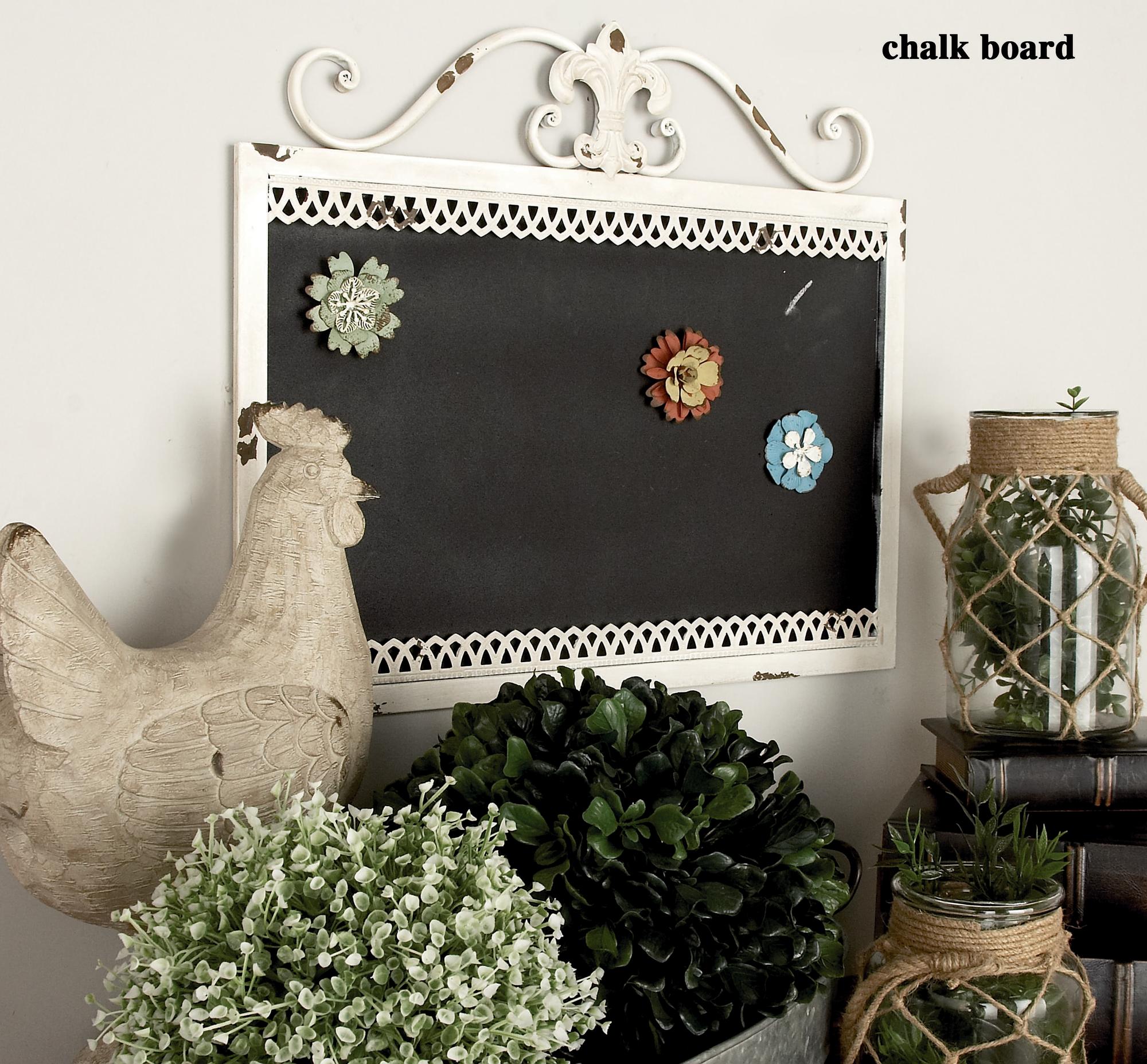 Sign White Metal Scroll Top Home Wall Decor with Chalkboard