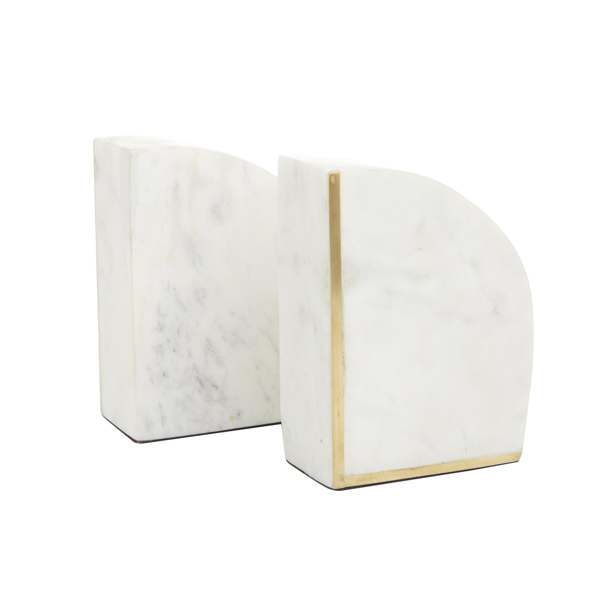 CosmoLiving by Cosmopolitan Set of 2 Geometric Marble 8 lbs Decorative Bookends with Gold Inlay