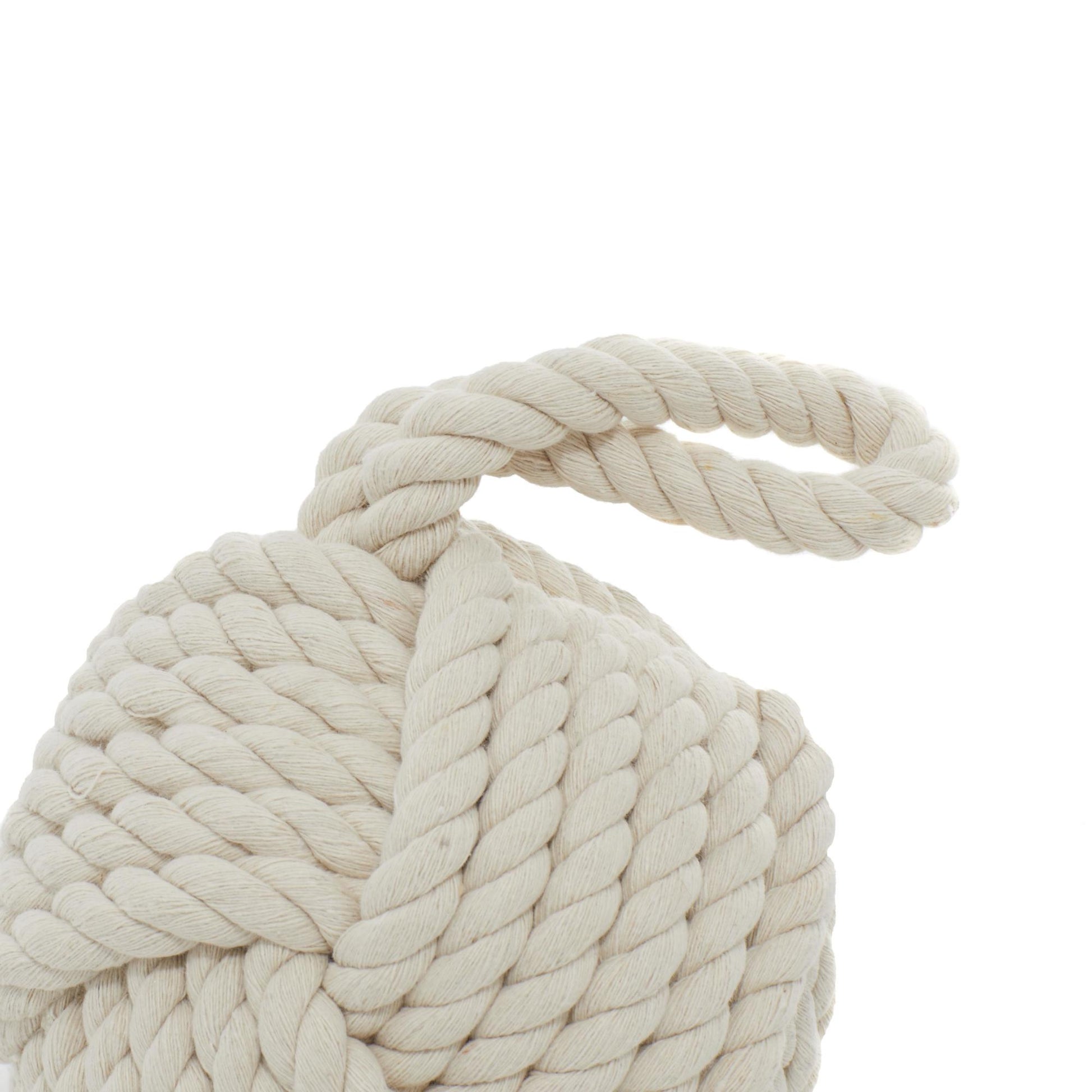 Set of 2 Knot Brown Jute Rope Cream Woven Decorative Sculpture with Hanging Loop