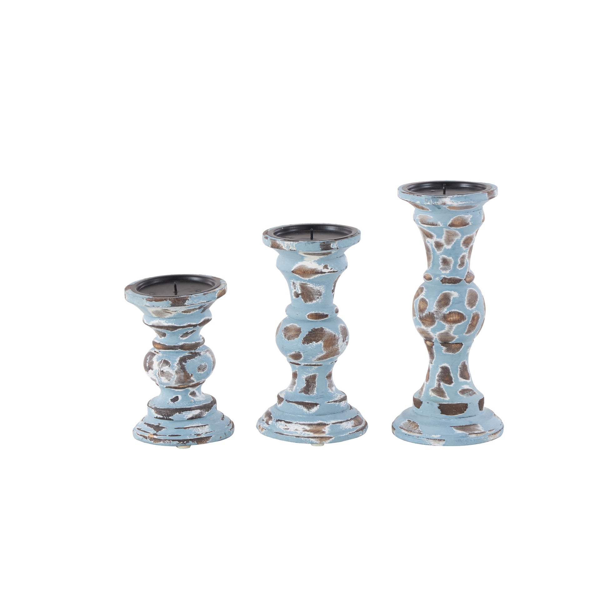 Set of 3 Wood Decorative Candle Holder