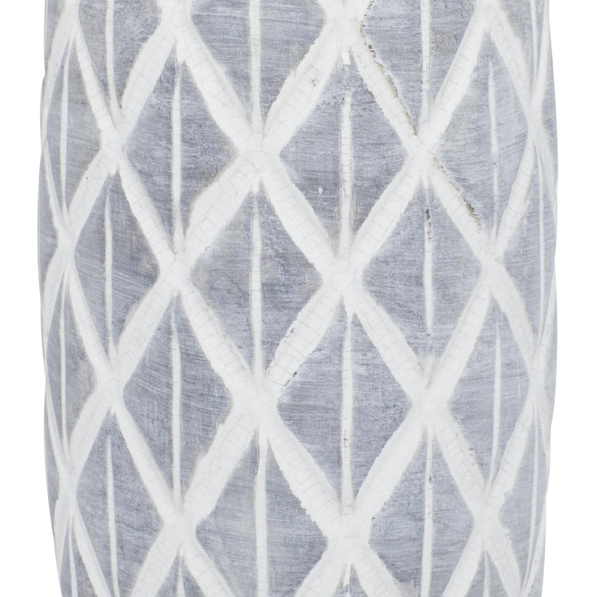 Gray Ceramic Decorative Vase with White Diamond Pattern