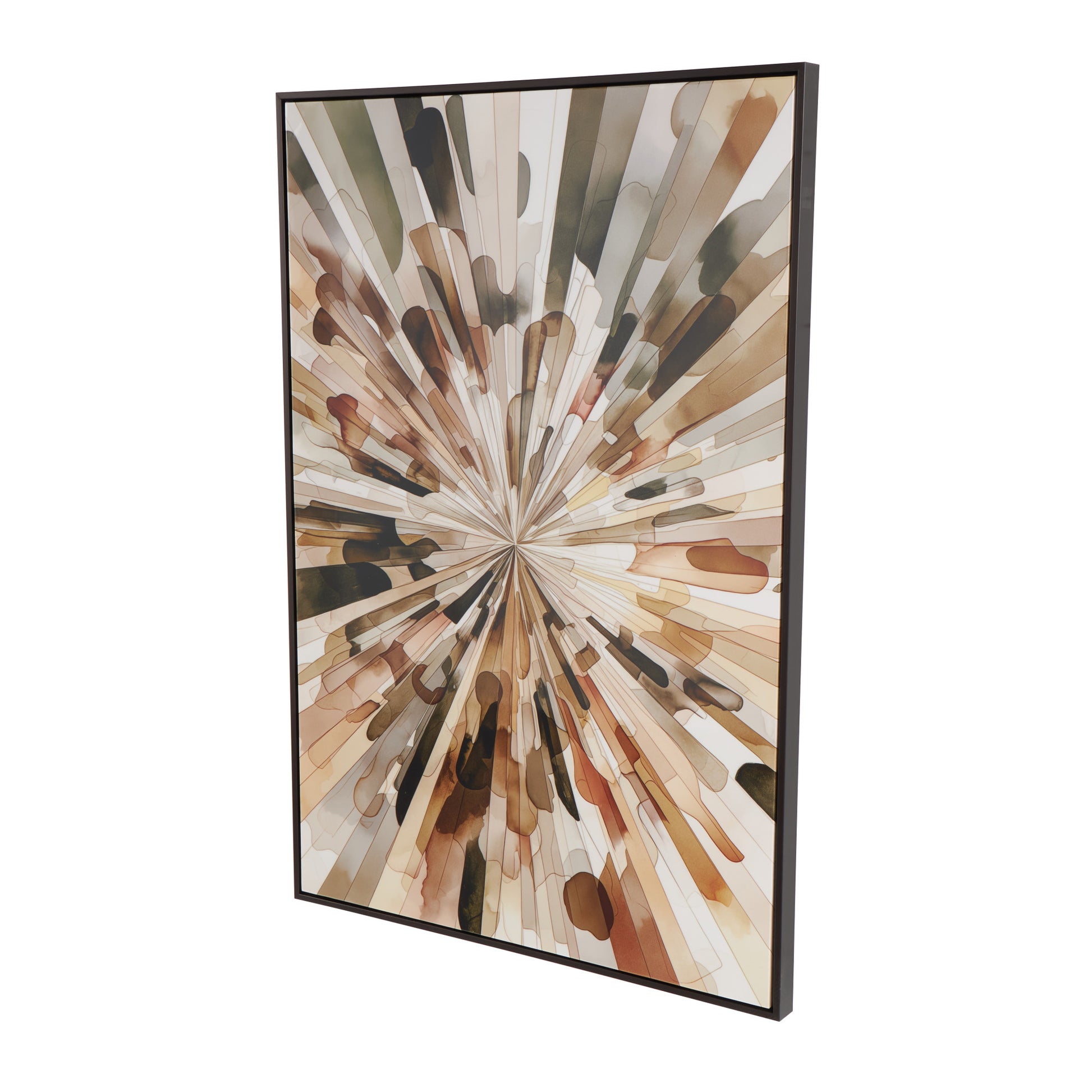 Sunburst Multi Colored Canvas Abstract Living Room Framed Wall Art with Black Frame