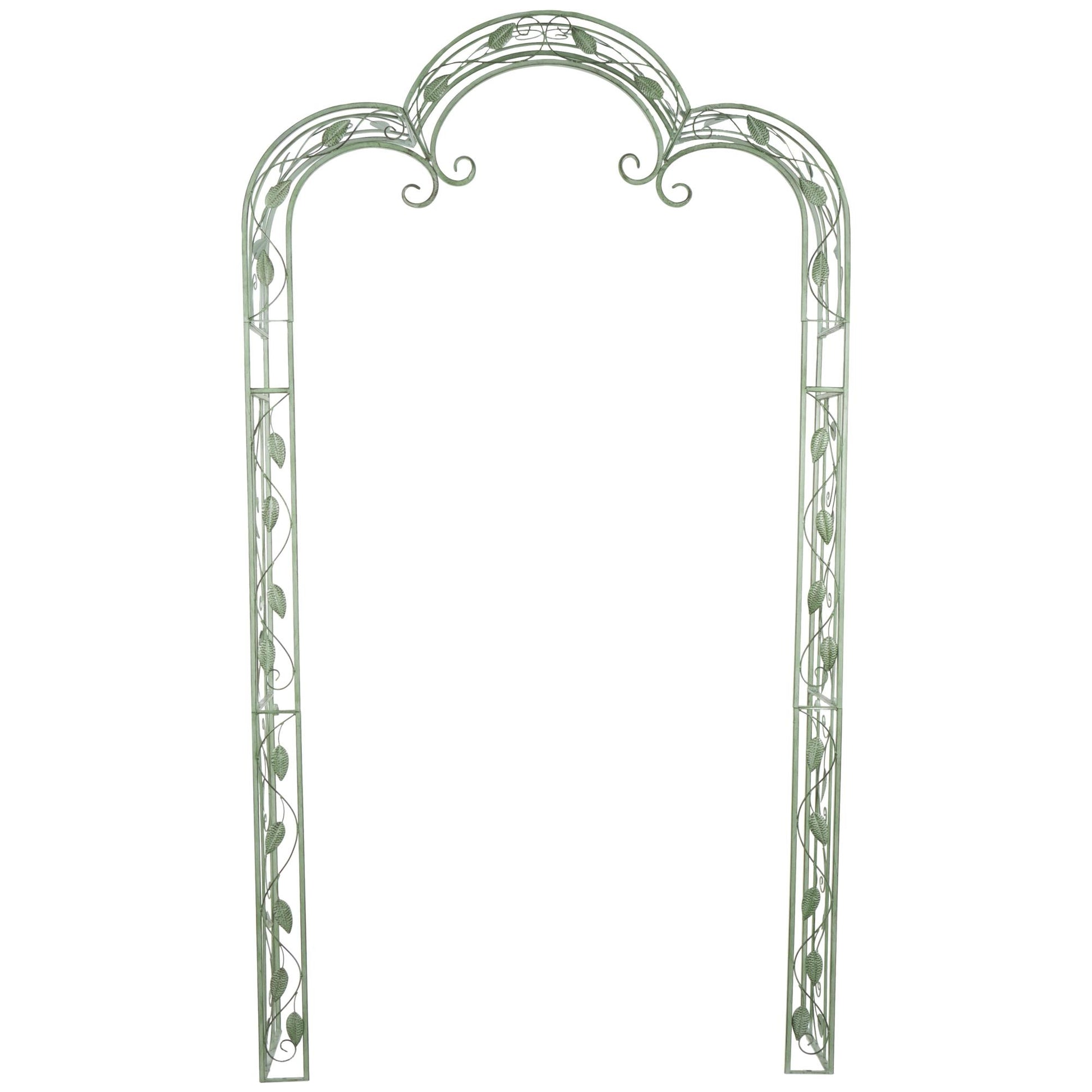 Leaf Green Metal Indoor Outdoor Arched Vine Indoor Outdoor Garden Arbor