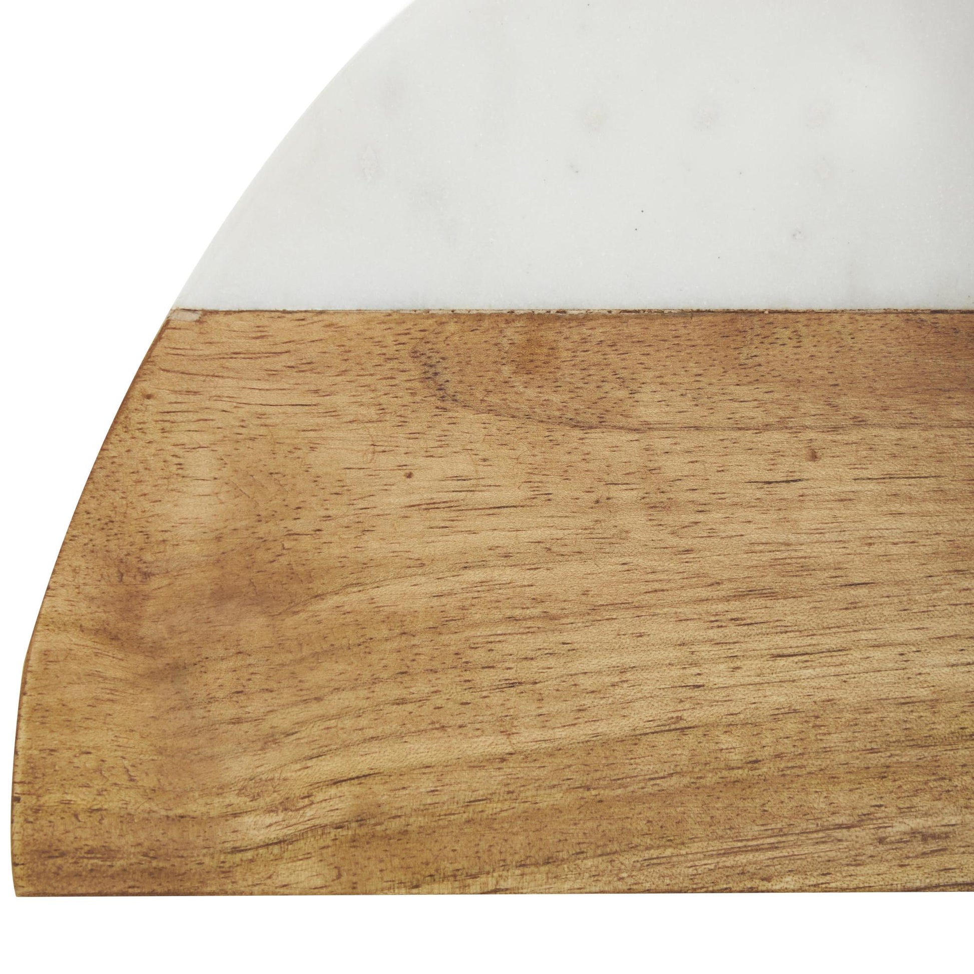 Set of 2 Geometric Brown Mango Wood Arched 5 lbs Decorative Bookends with White Marble Tops