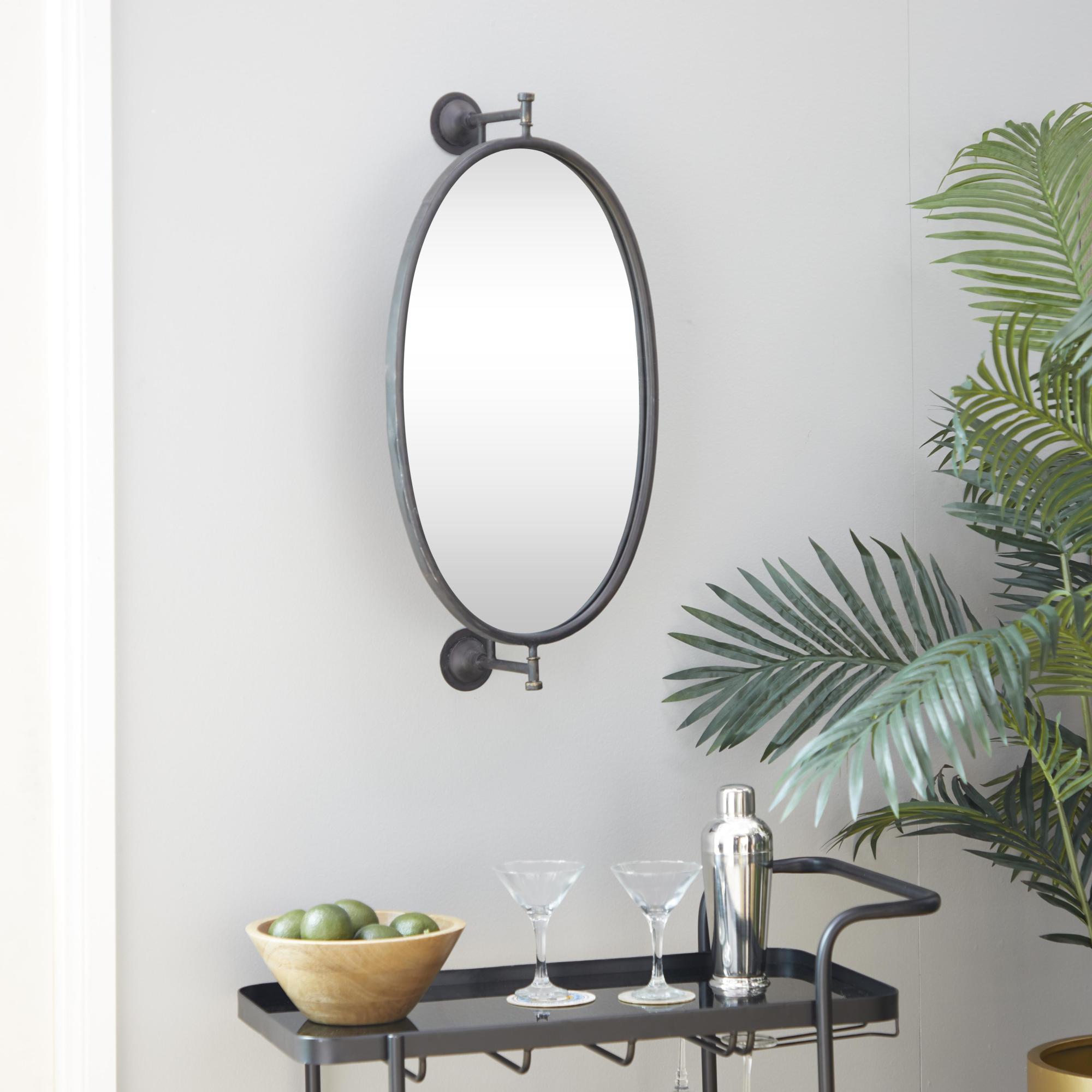 Metal Oval Shaped Room Wall Mirror 15" x 7" x 29"