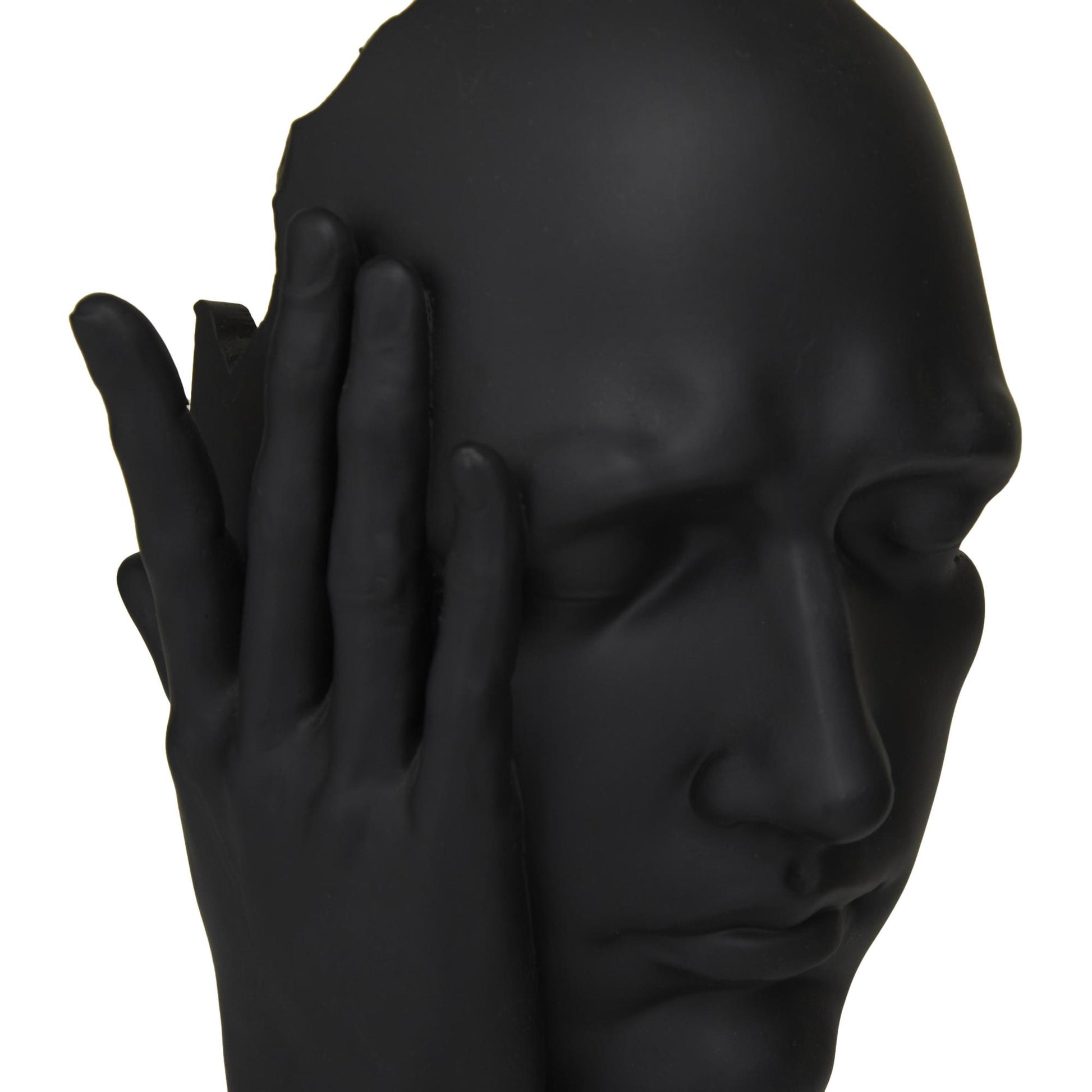 Set of 3 Face Black Polystone Decorative Sculpture