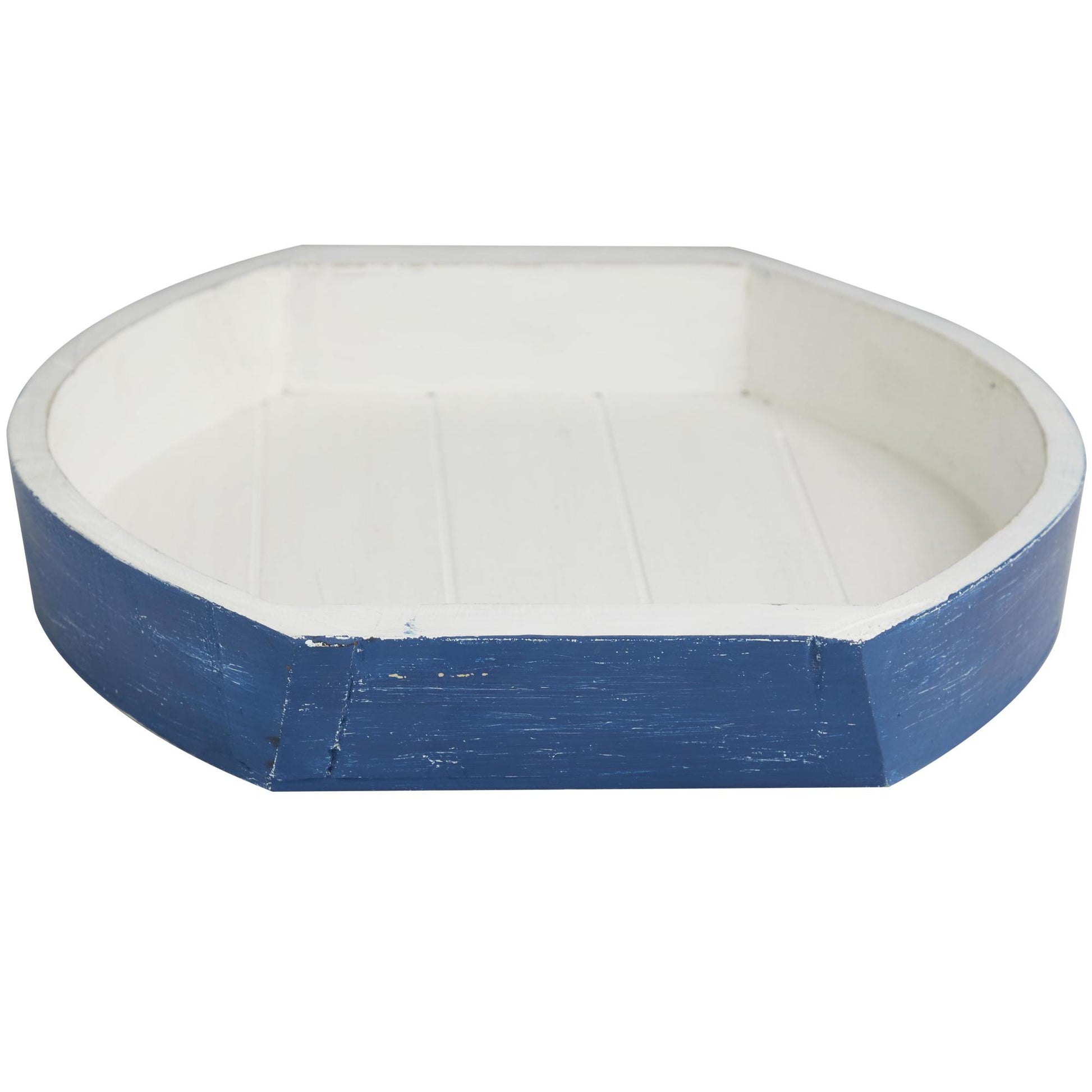 Set of 2 Boat Blue Wood Handmade Distressed Two Toned Living Room Decor Tray