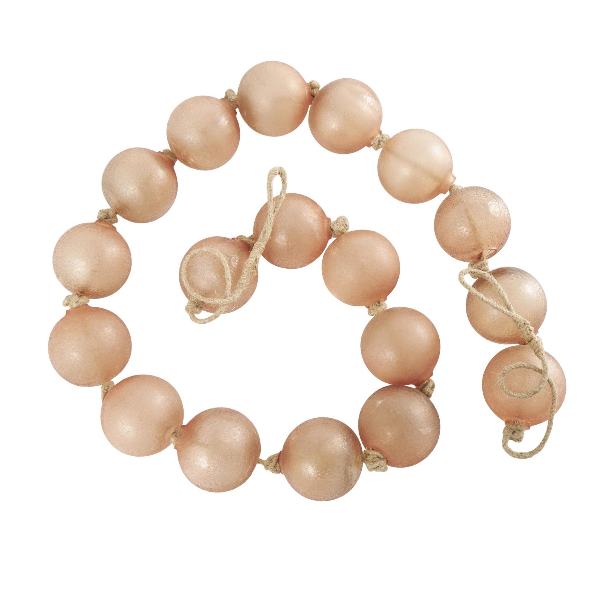 Glass Handmade Round Extra Long Frosted Orb Beaded Garland with Tassel with Knotted Jute Rope